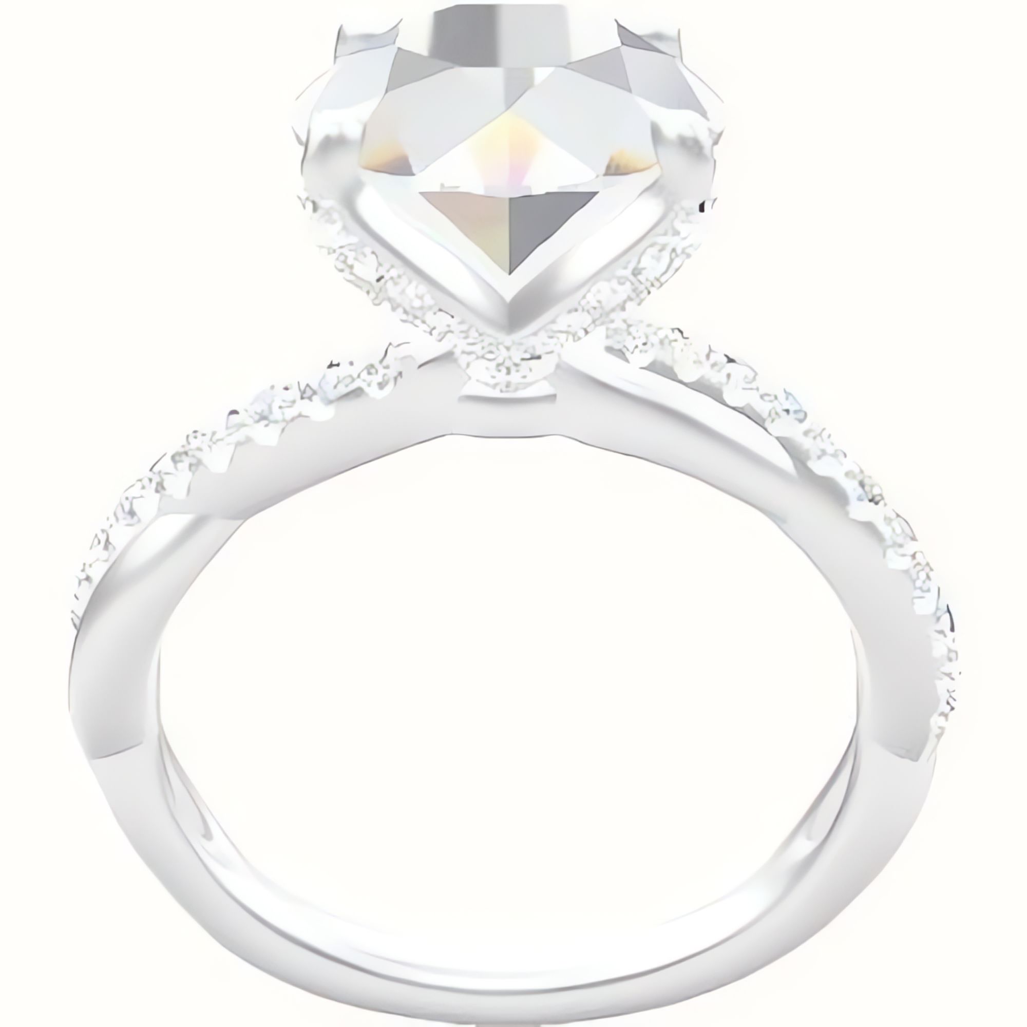 Pave Rope Engagement Ring With Pave Petal Four Prong Head