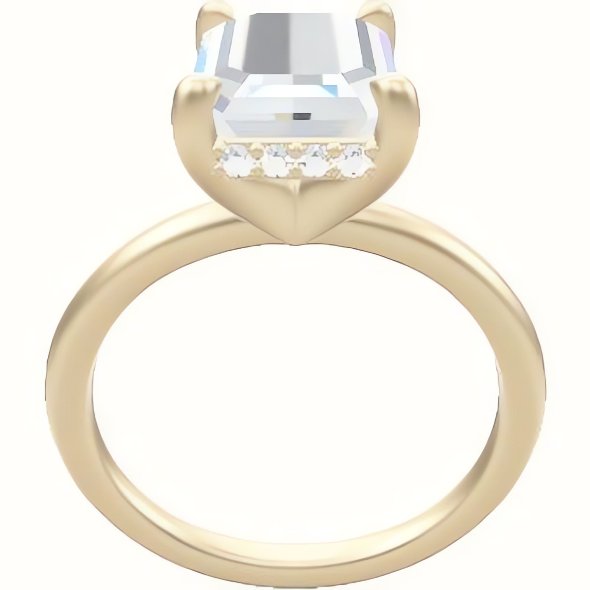 Classic Solitaire Engagement Ring With V Prong with Hidden Halo Head