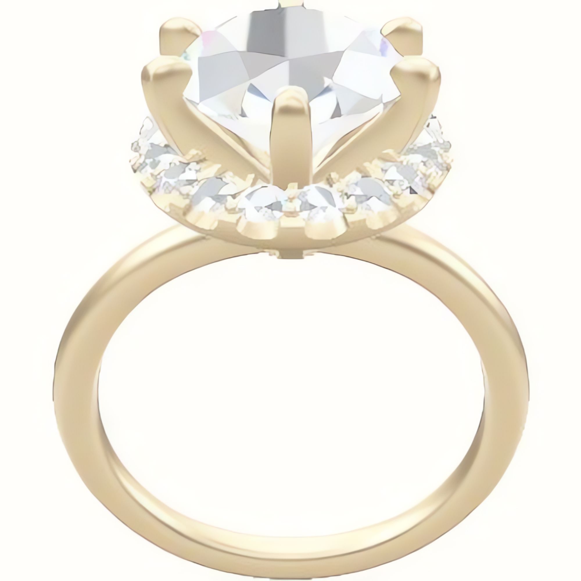 Classic Solitaire Engagement Ring With Six Prong Halo Head