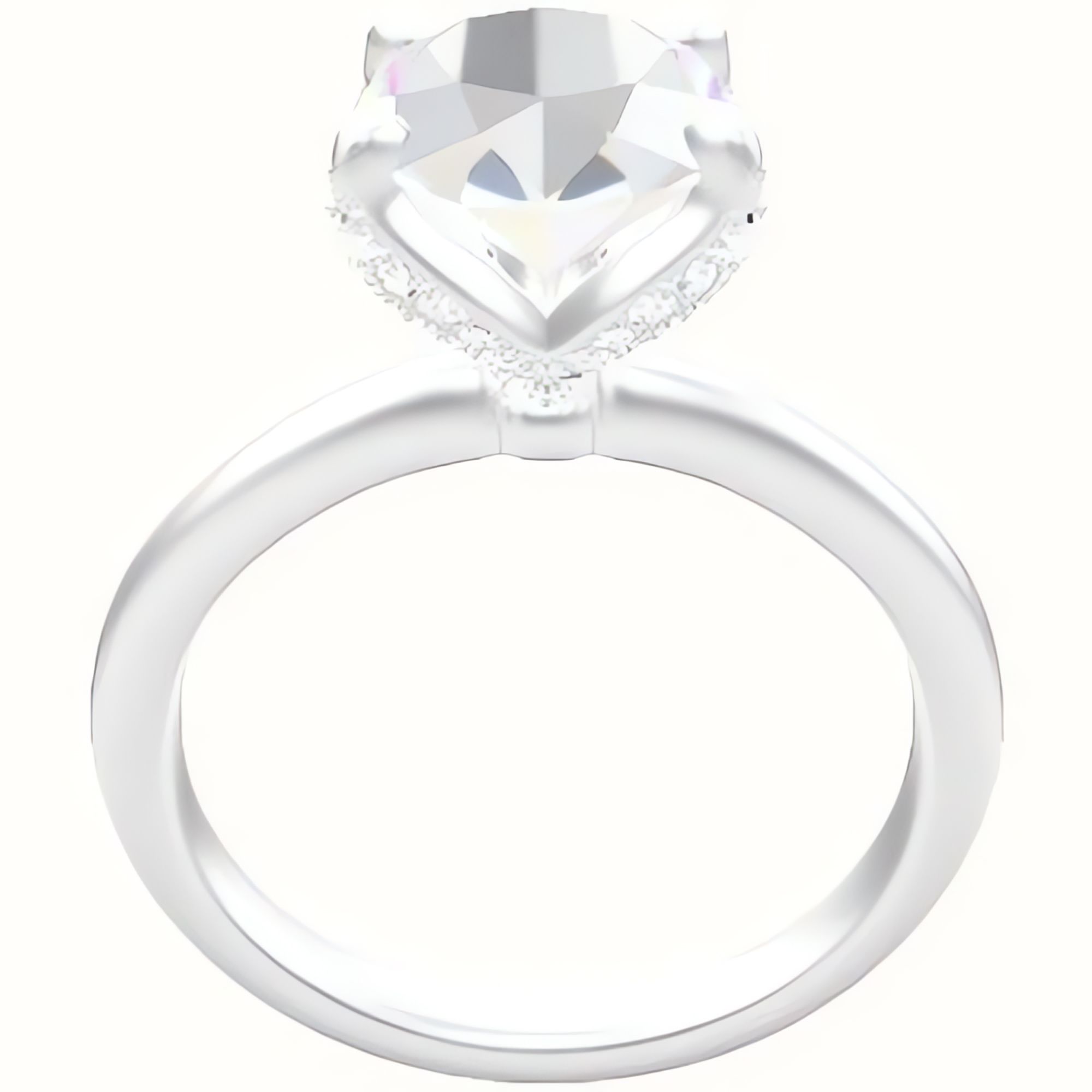 Rounded Solitaire Engagement Ring With Pave Petal Four Prong Head