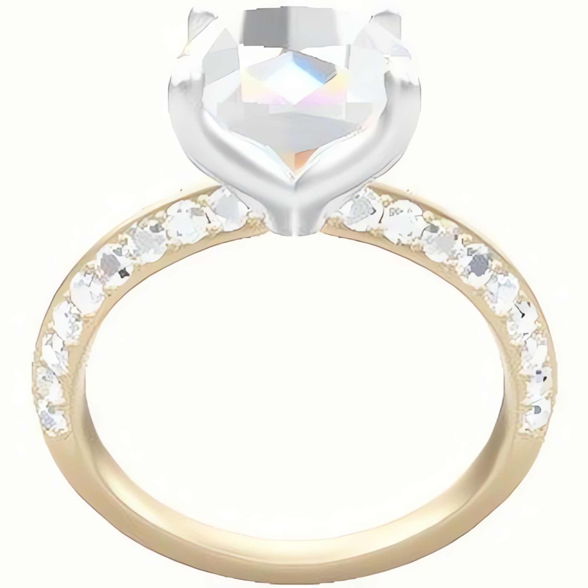 Knife Edge Double Row Pave Engagement Ring With Petal Four Prong Head