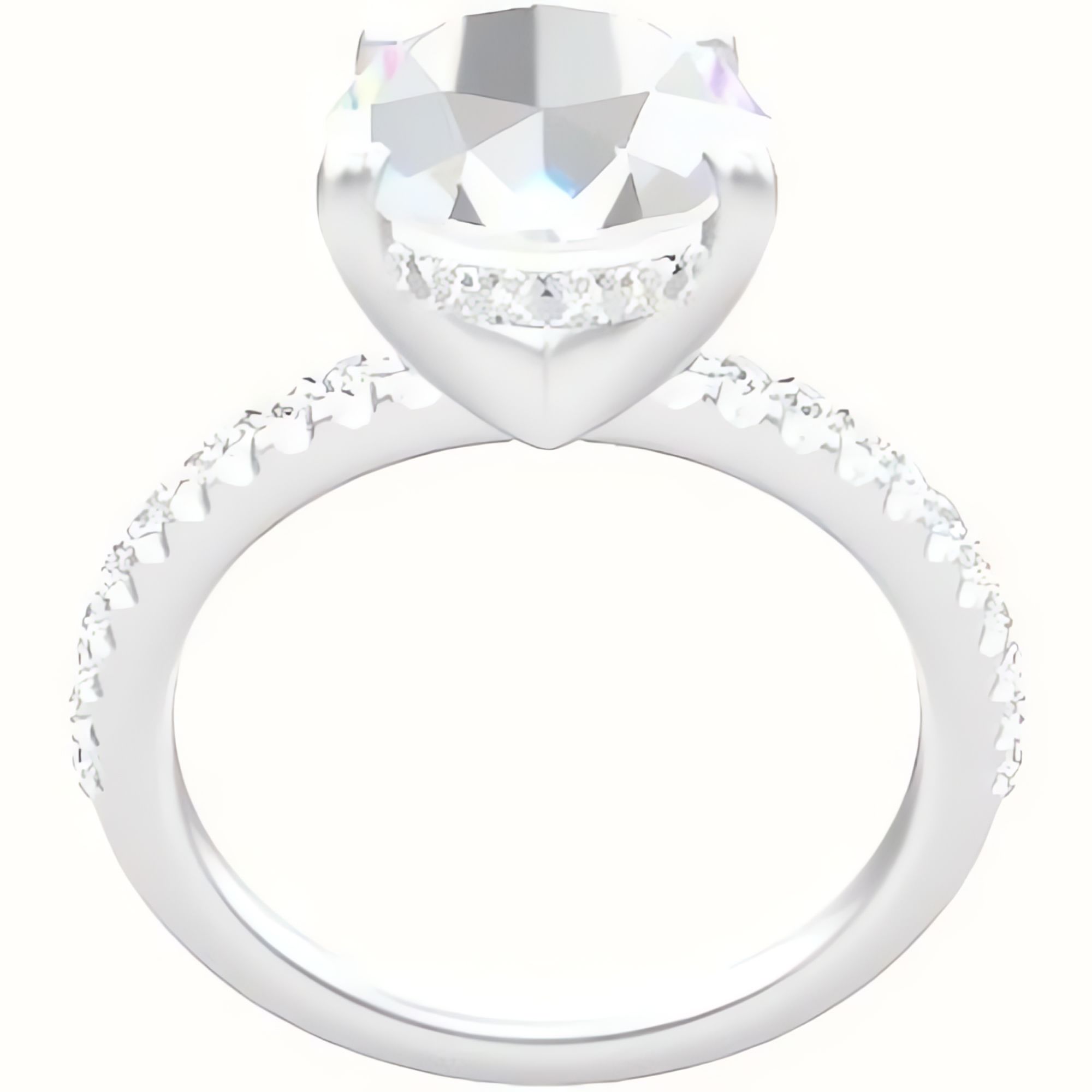 illusion Pave Engagement Ring With V Prong with Hidden Halo Head