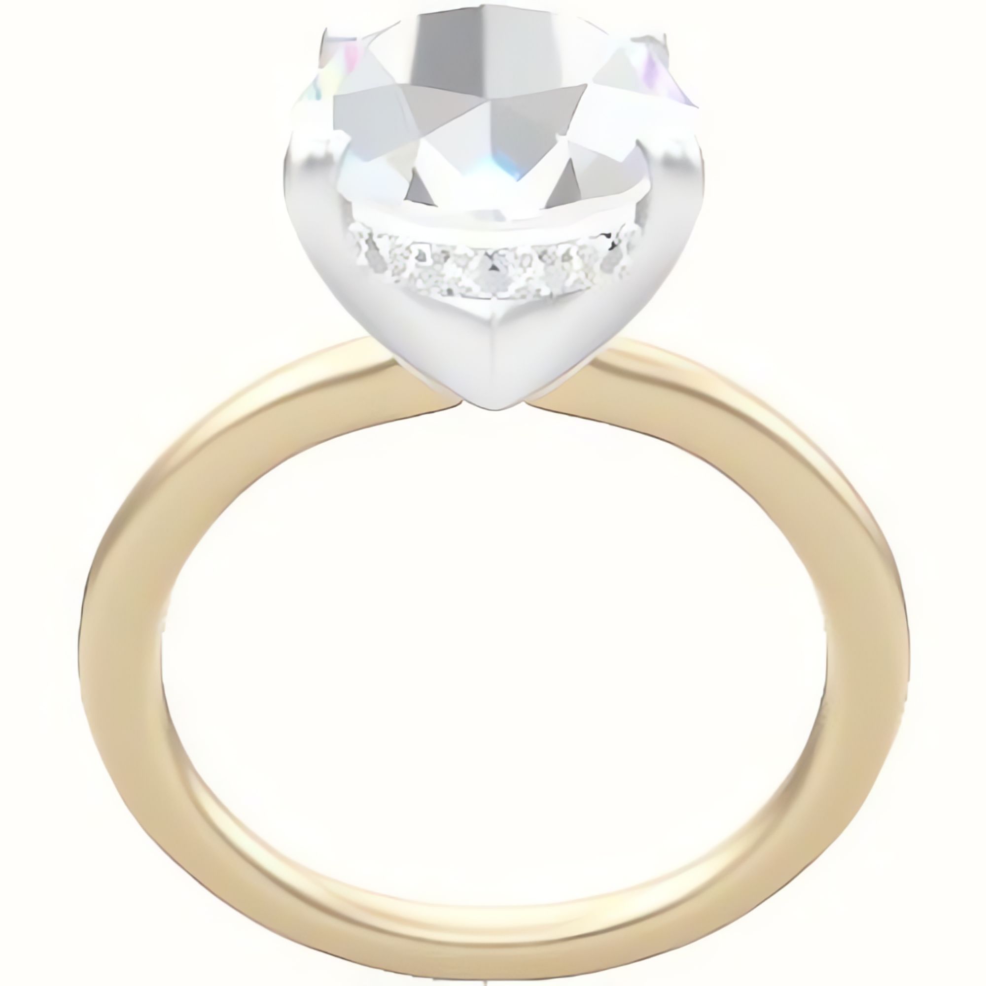 Solitaire Engagement Ring With V Prong with Hidden Halo Head