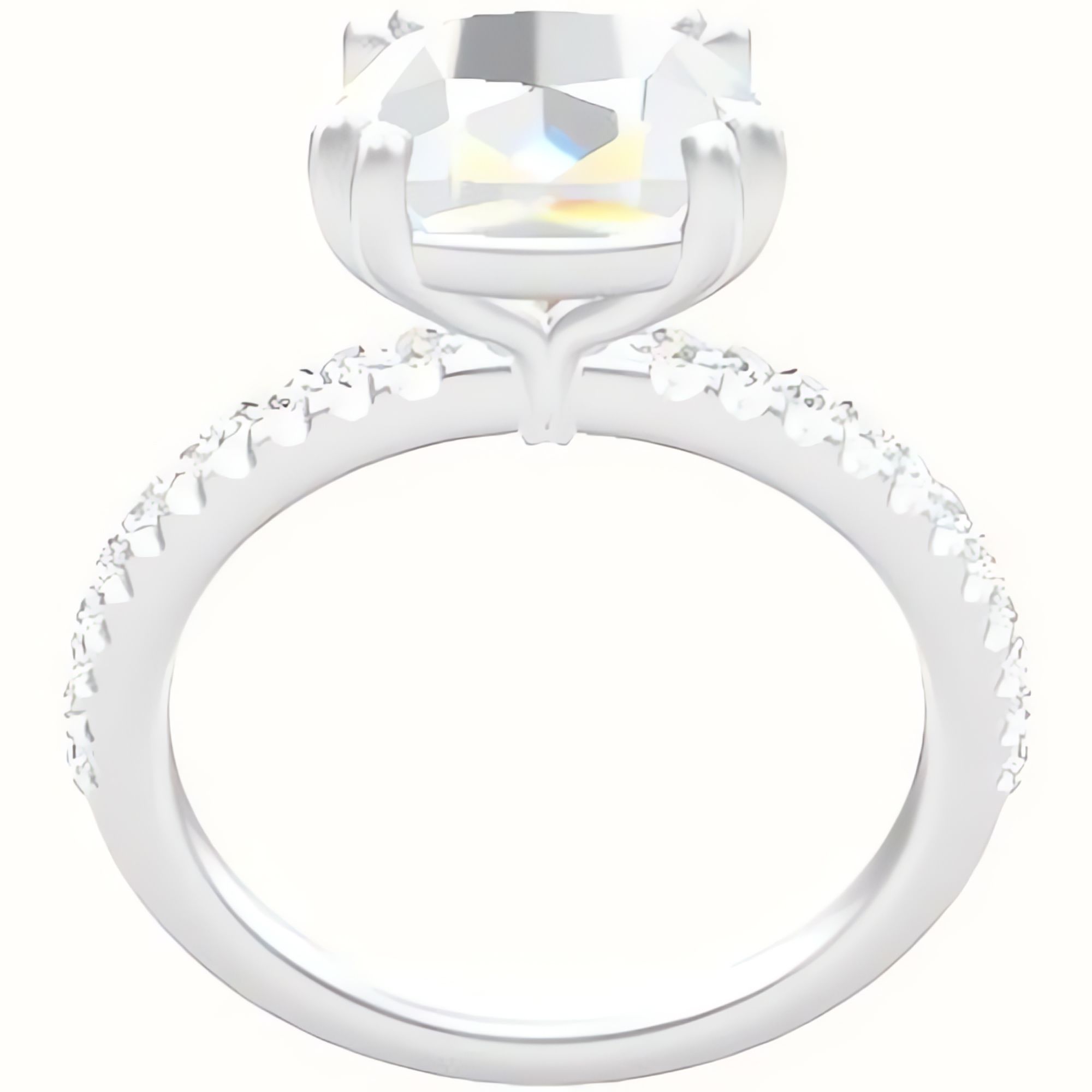 illusion Pave Engagement Ring With Double Prongs Head