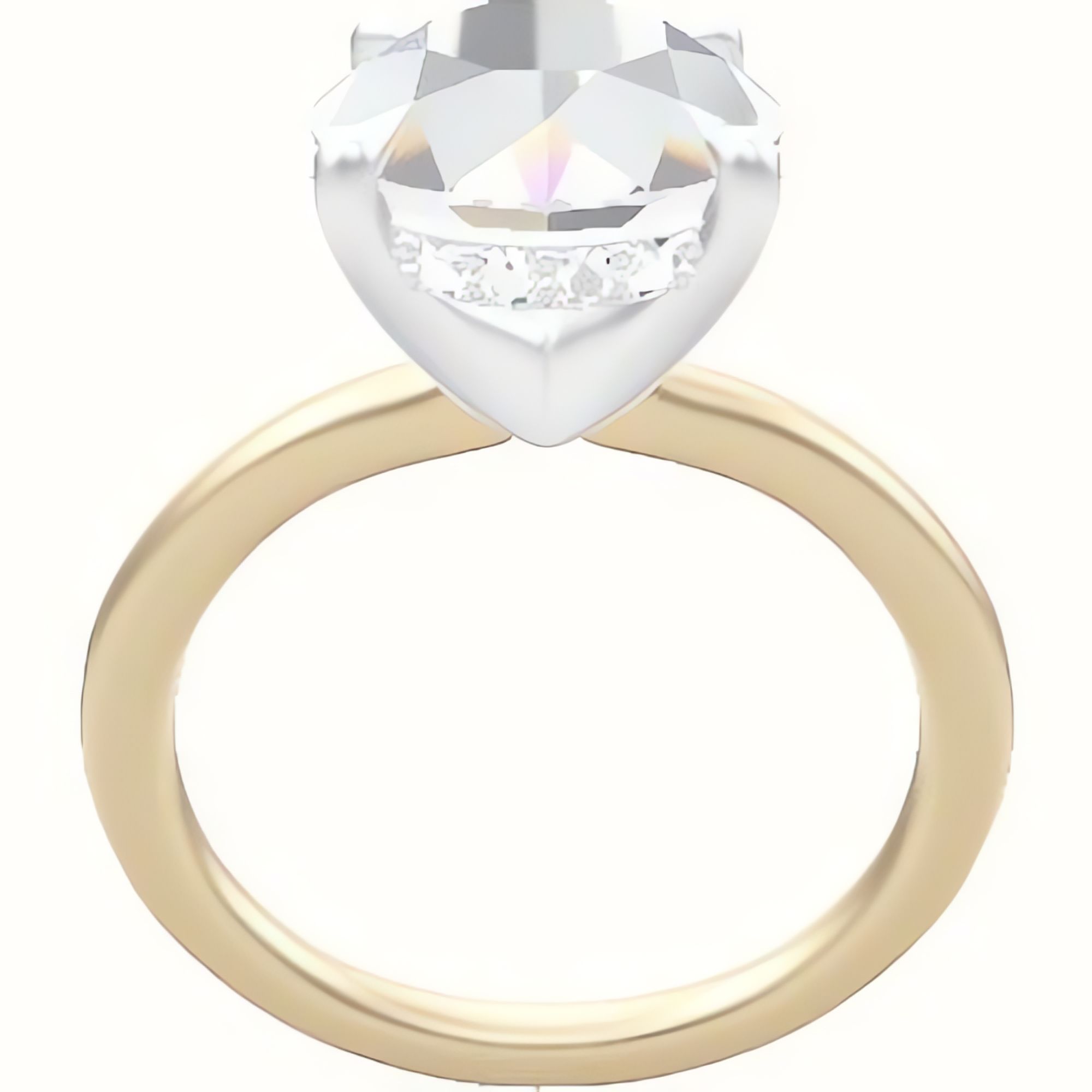 Solitaire Engagement Ring With V Prong with Hidden Halo Head