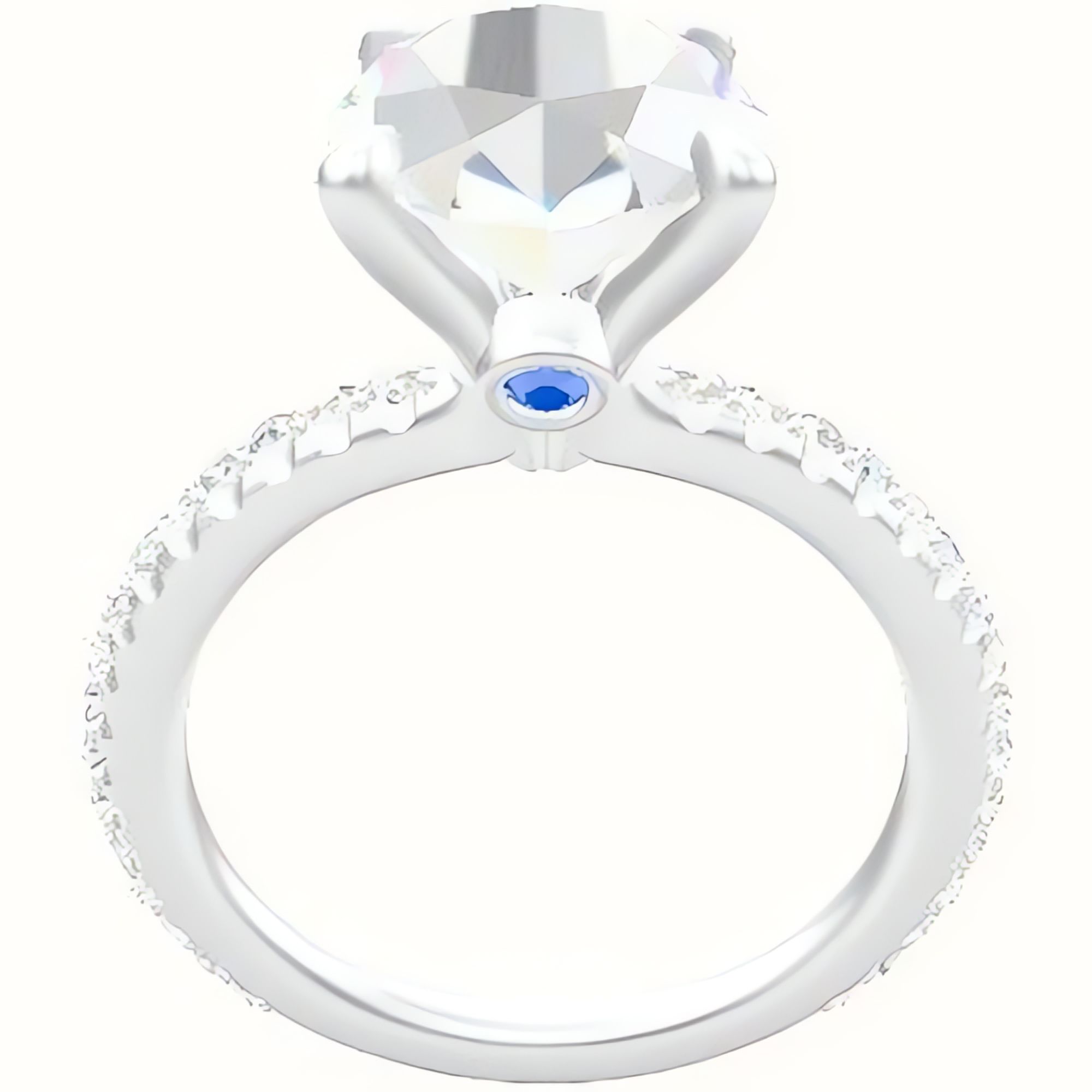 3/4 Pave Engagement Ring With Accent Diamond Head