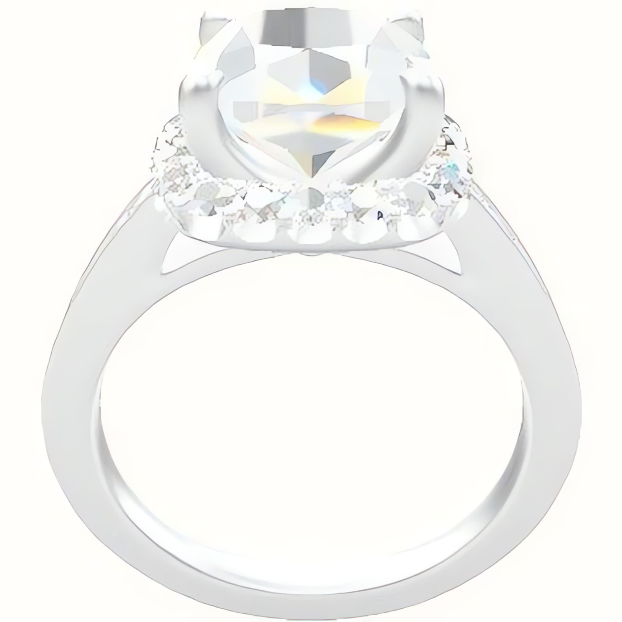 Micropave Cathedral Engagement Ring With Halo Head