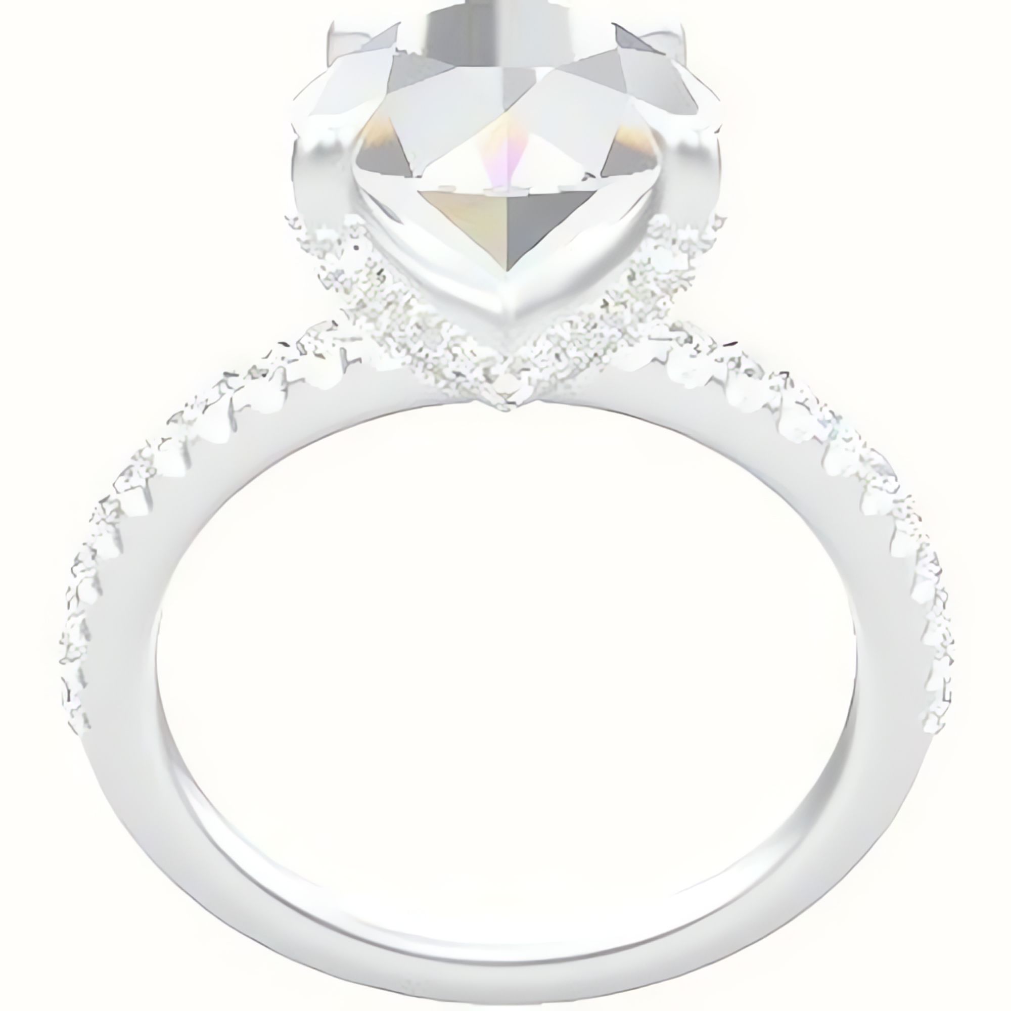 illusion Pave Engagement Ring With Double Pave V Prong Head