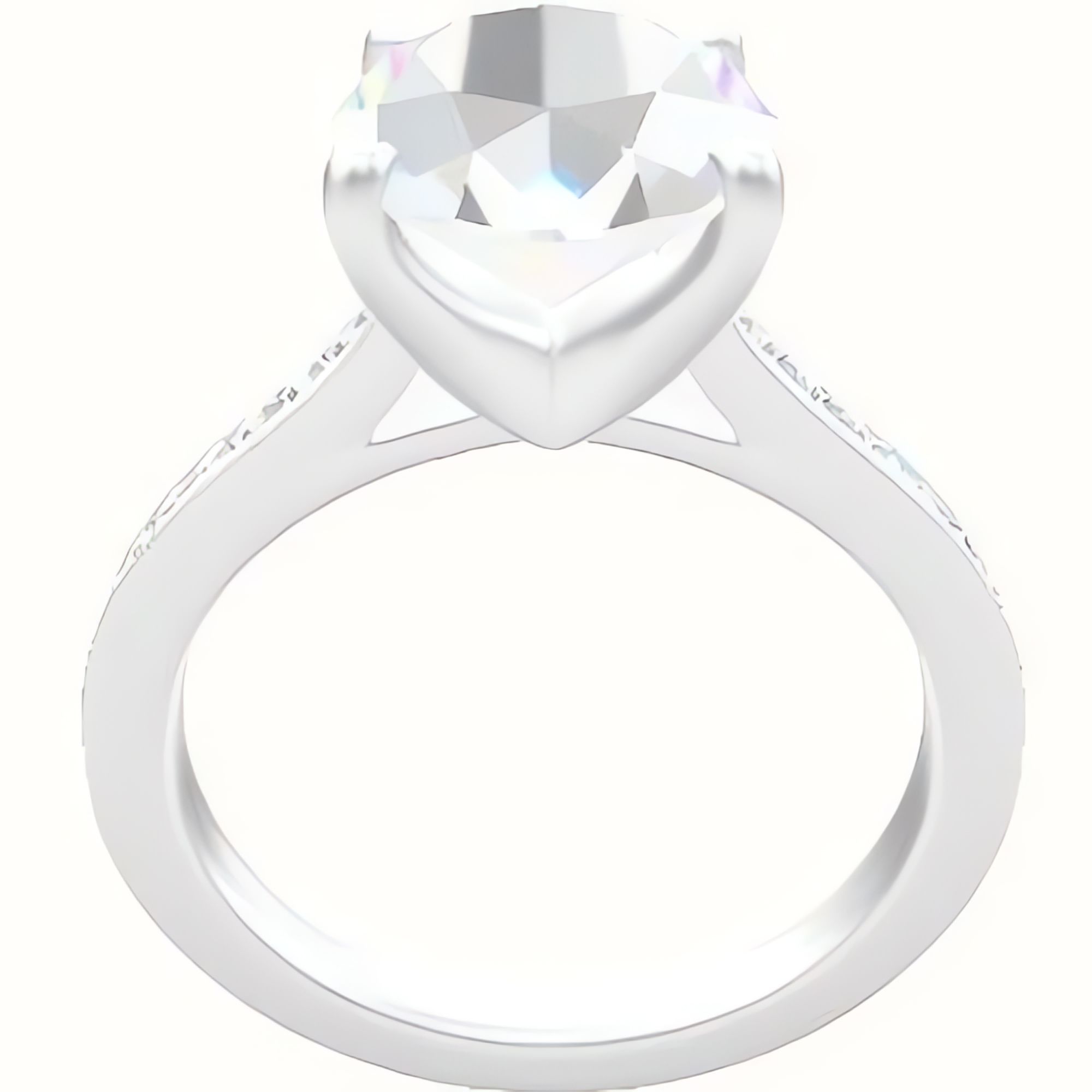 Tapered Channel Set Engagement Ring With Four Prong Head