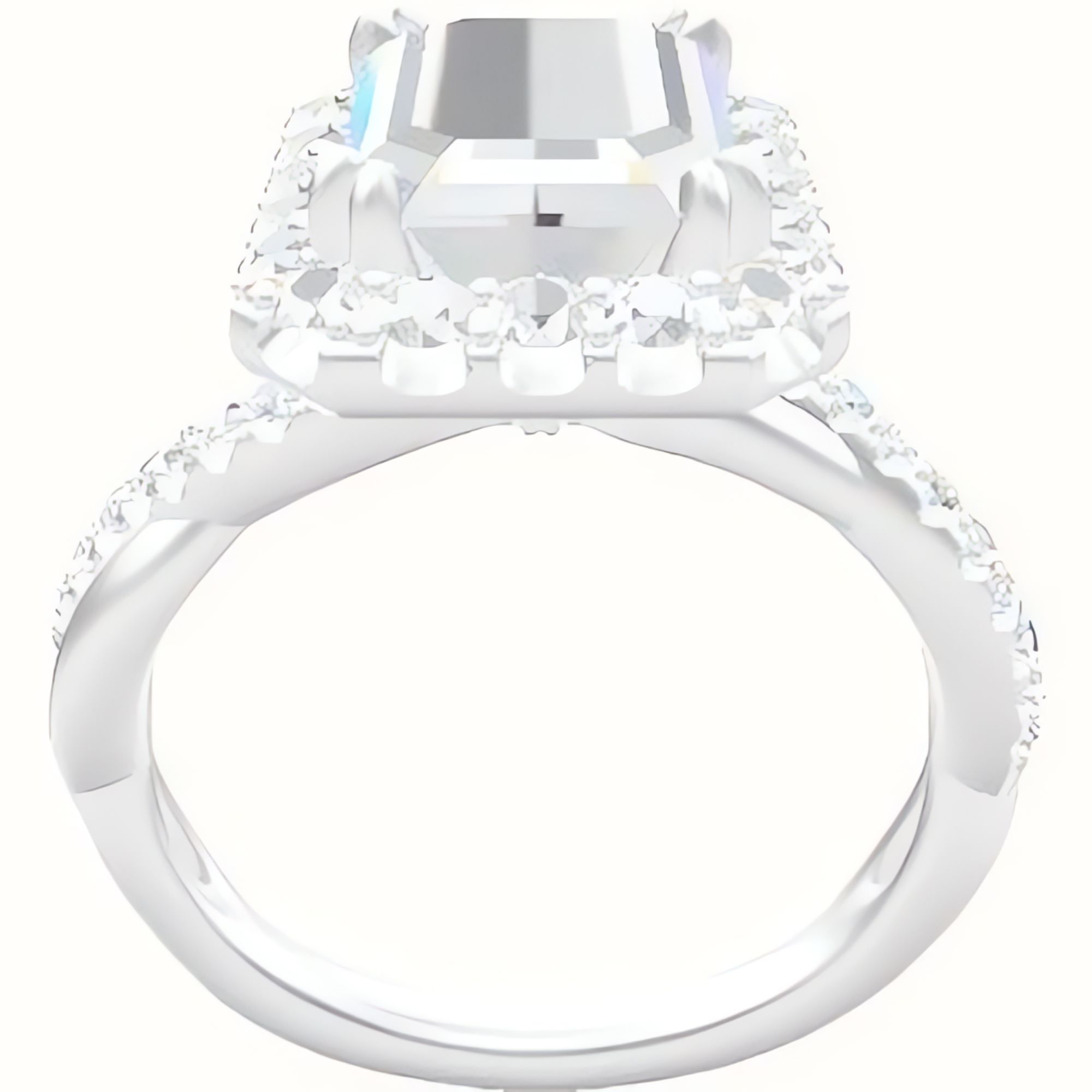 Pave Rope Engagement Ring With Halo with Double Prong Head
