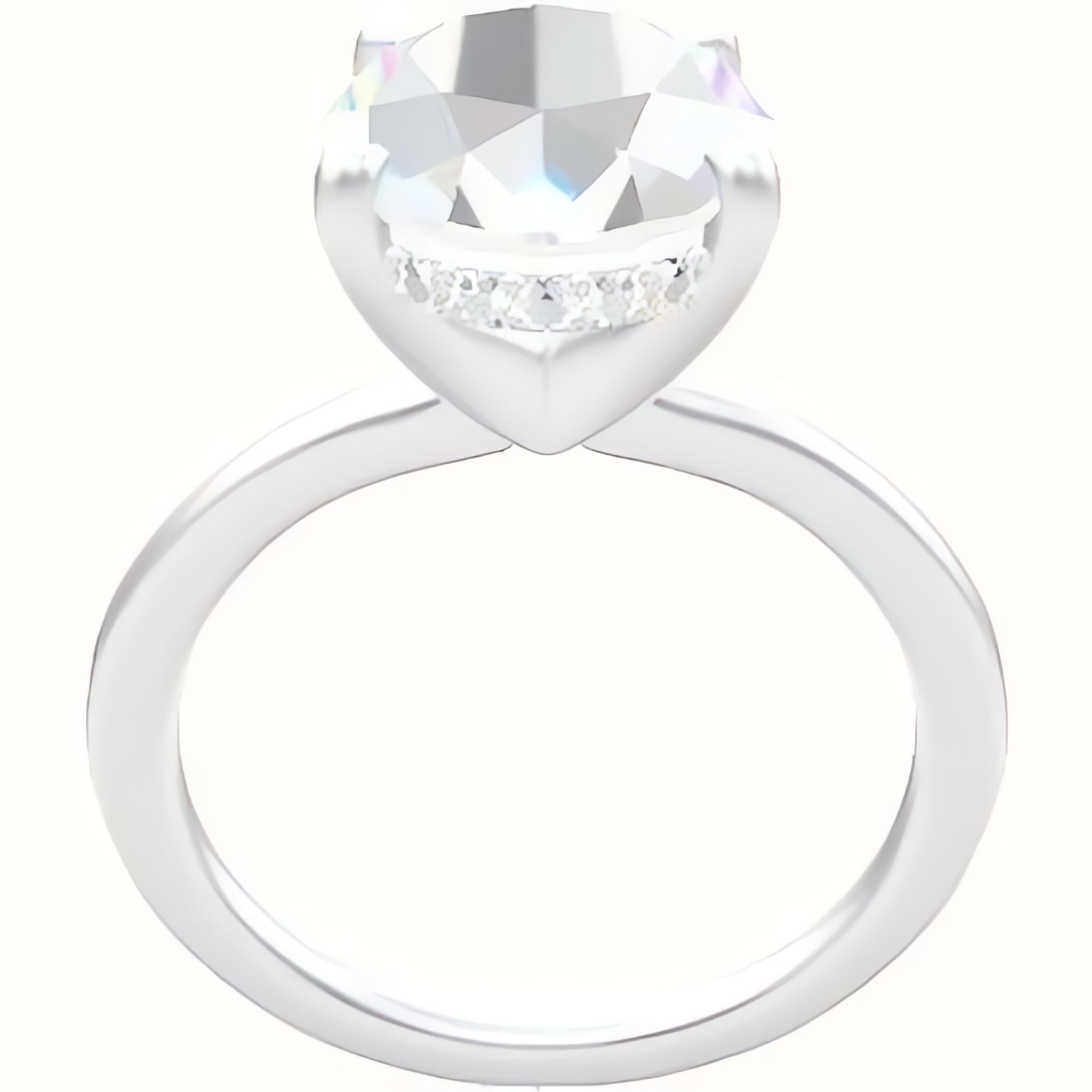 Solitaire Engagement Ring With V Prong with Hidden Halo Head