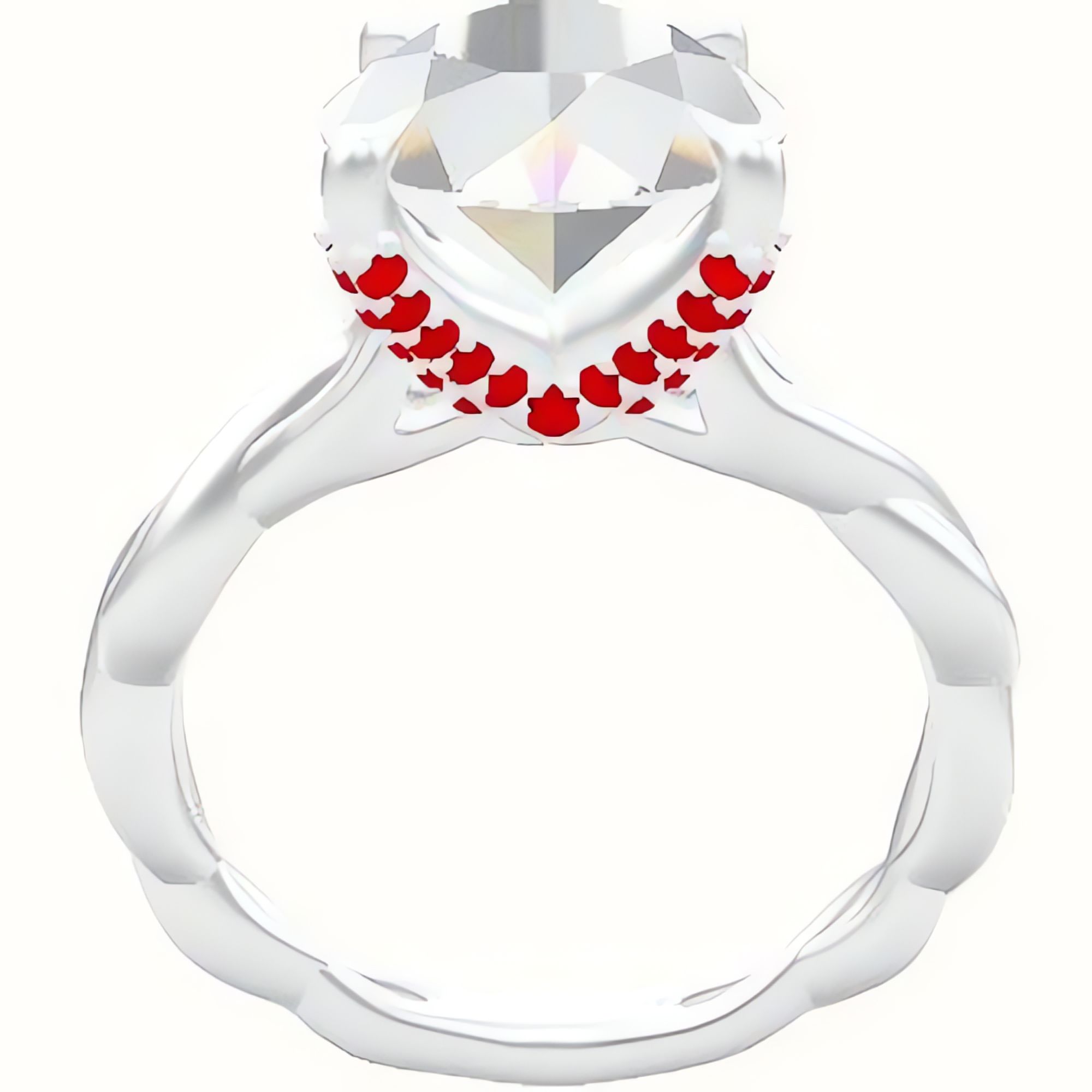 Cobra solitaire Twist Engagement Ring With Double Pave V Prong Head