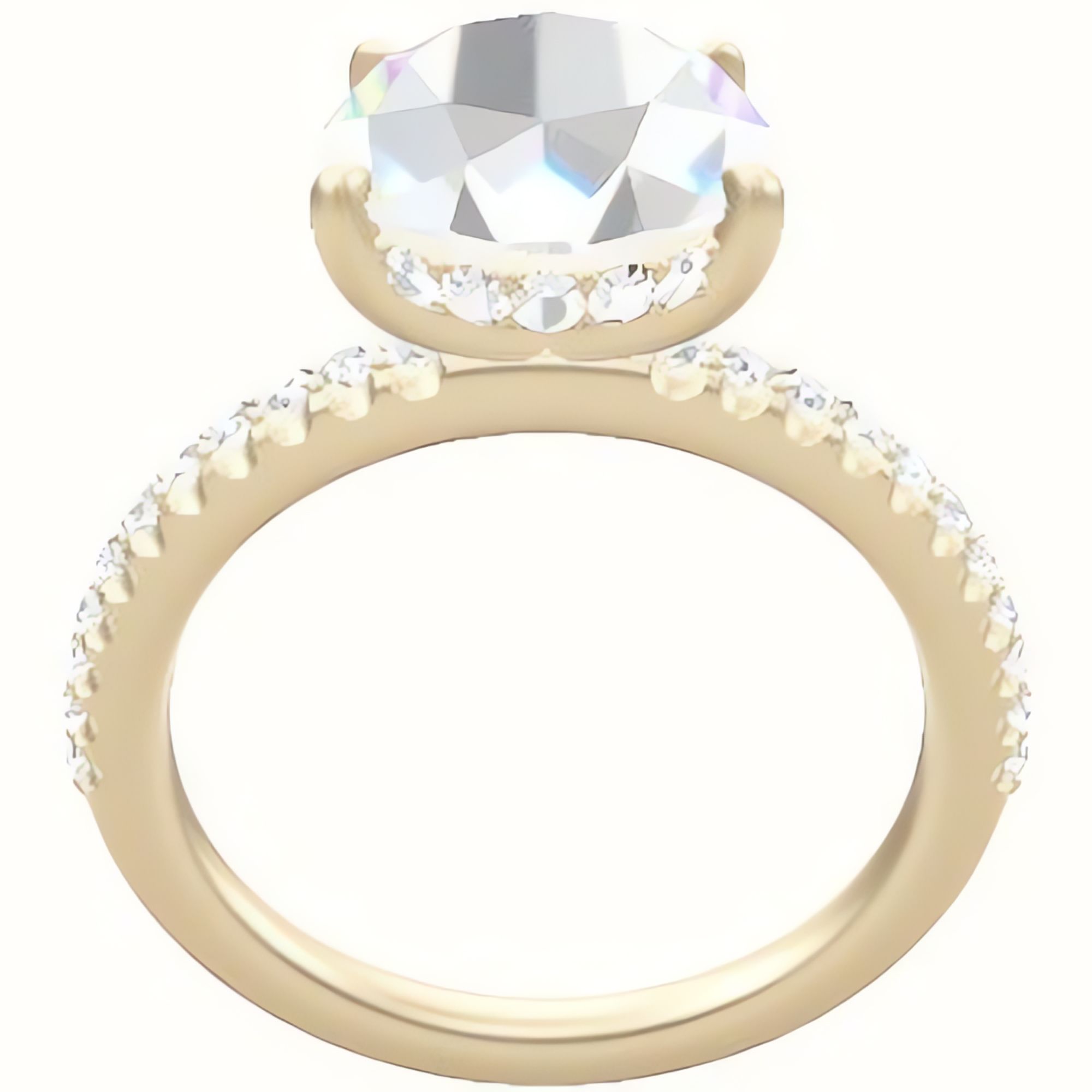 illusion Pave Engagement Ring With Low Set Pave  Hidden Halo Head