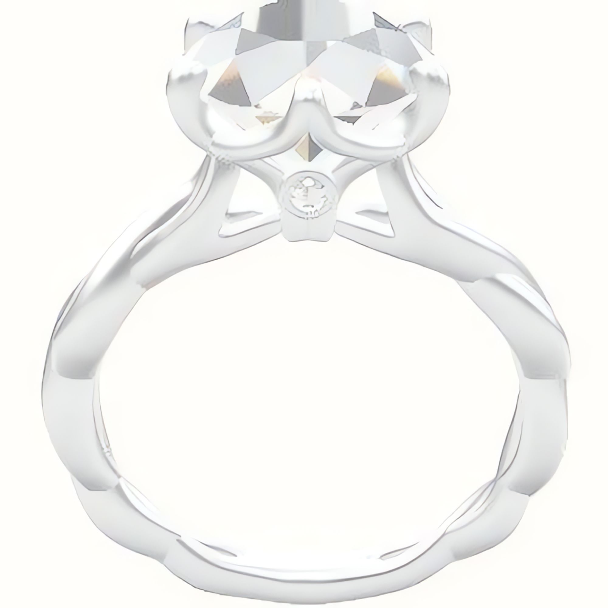Cobra solitaire Twist Engagement Ring With Crown Six Prong w. accent Diamond Head