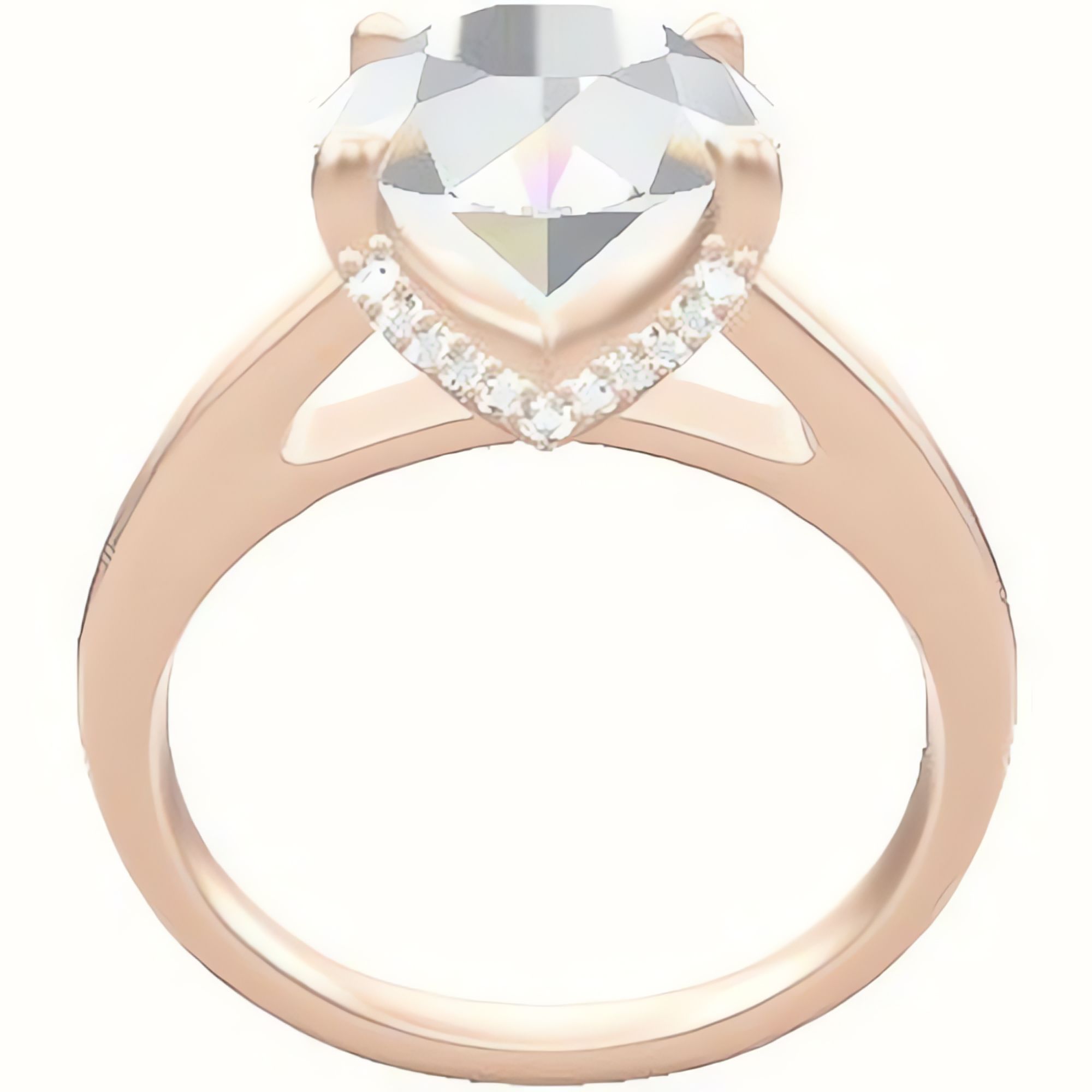 Cathedral Engagement Ring With Pave V Prong Head