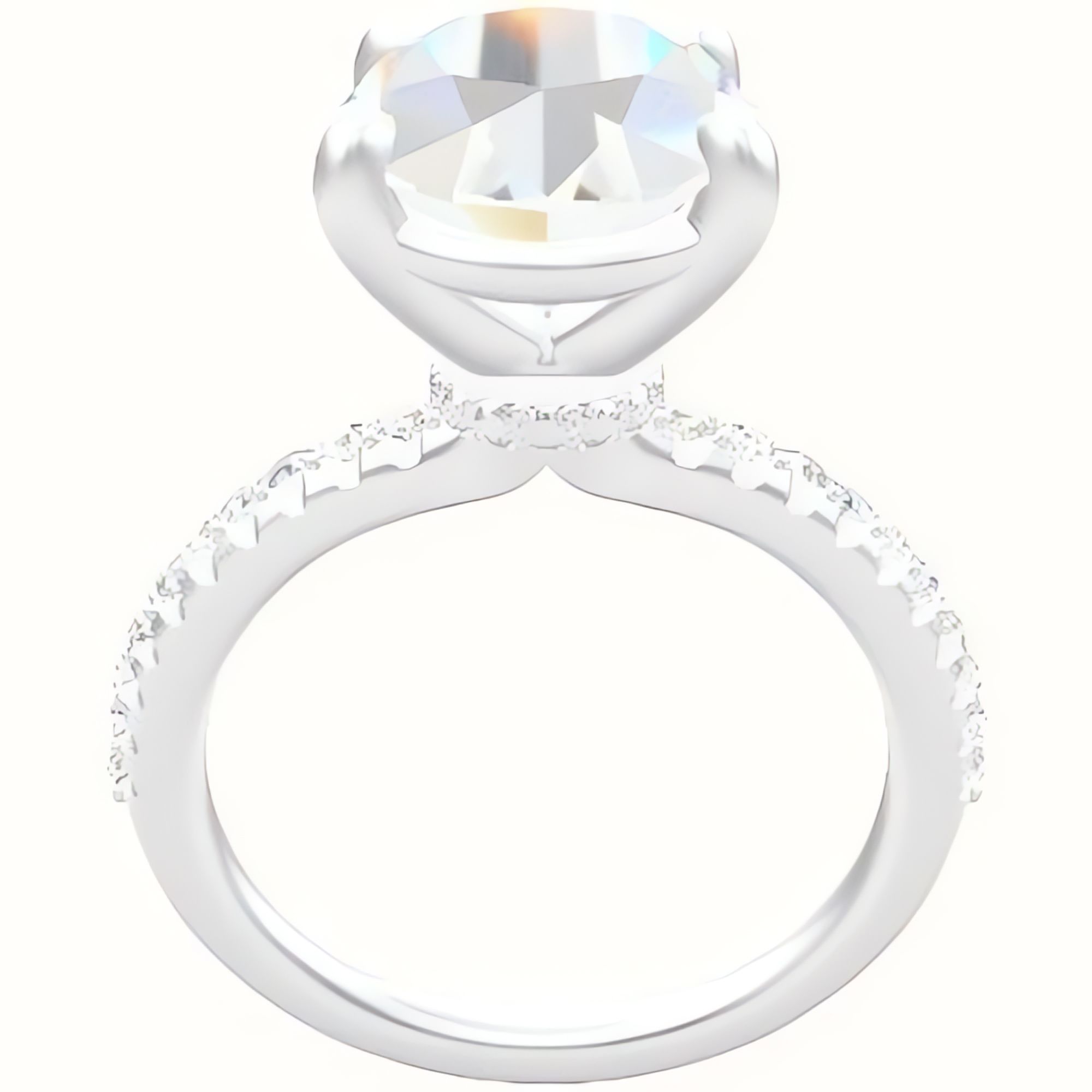 Half Pave Engagement Ring With Low Set Four Prong Head