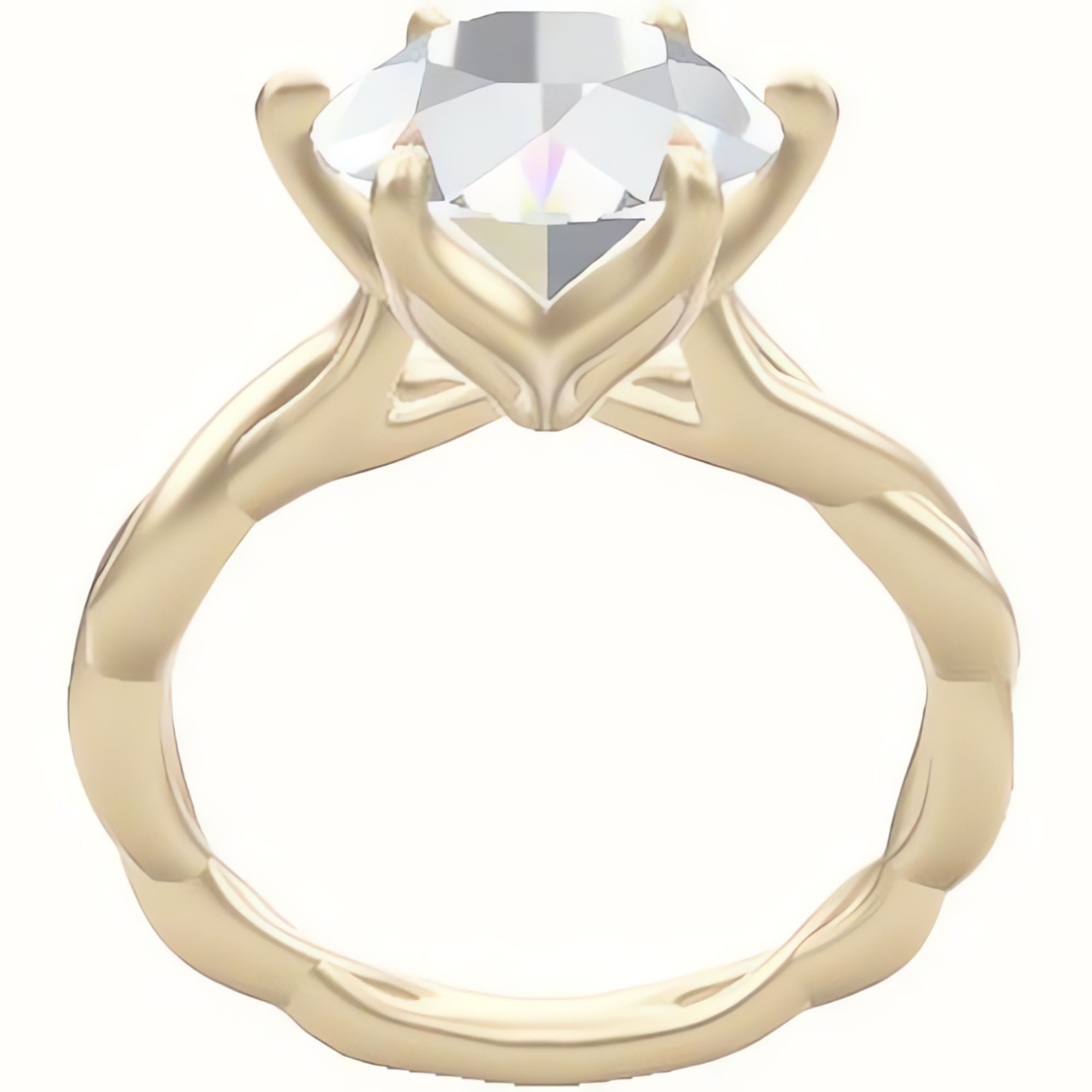 Cobra solitaire Twist Engagement Ring With Petal Six Prong Head