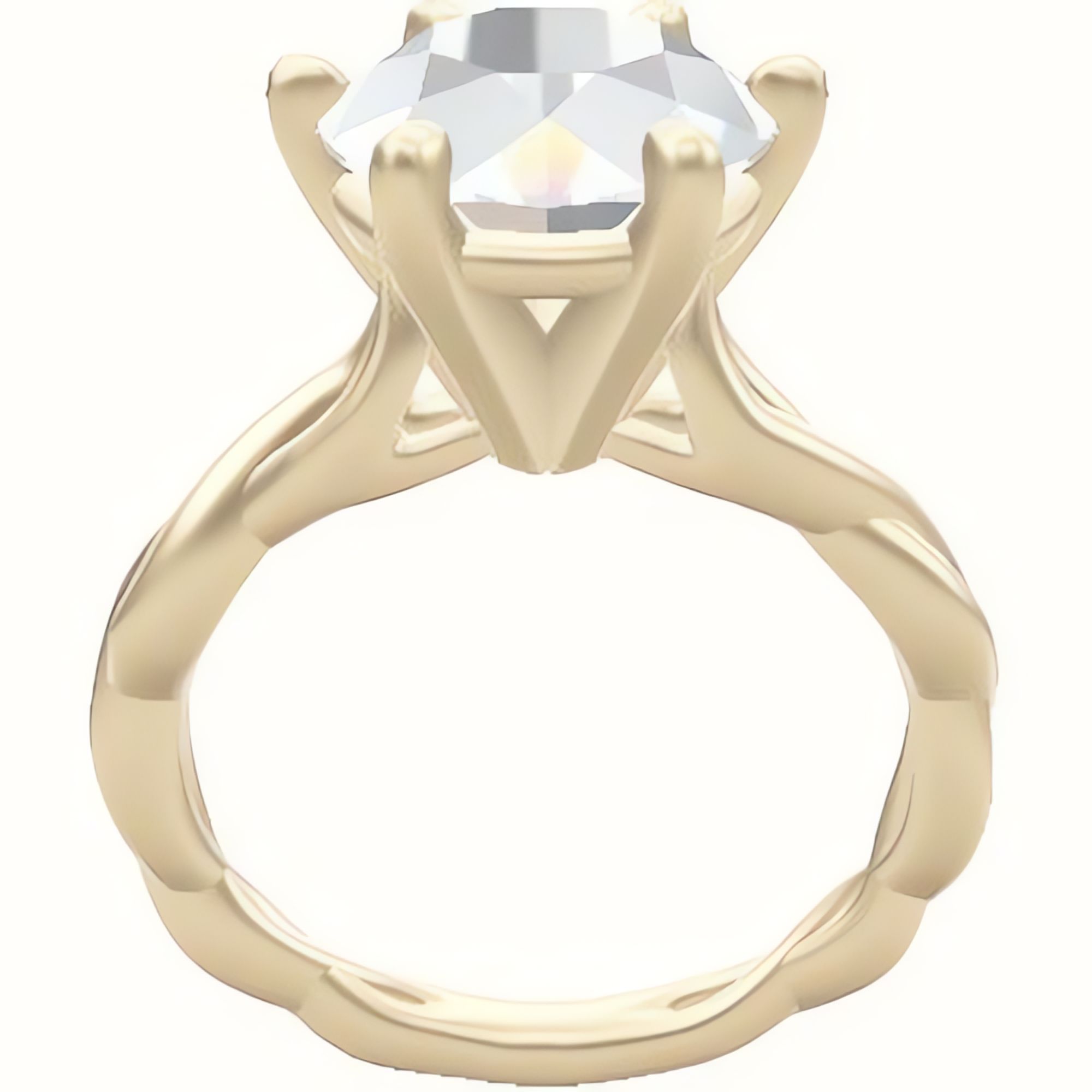 Cobra solitaire Twist Engagement Ring With High Set Six Prong Head