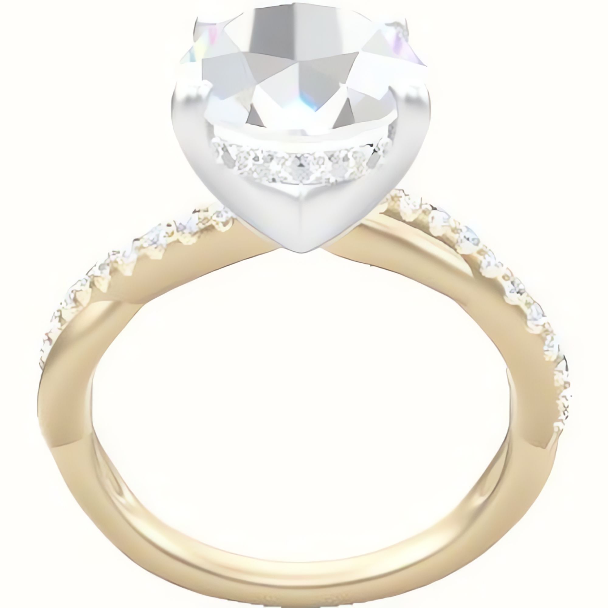 Pave Rope Engagement Ring With V Prong with Hidden Halo Head