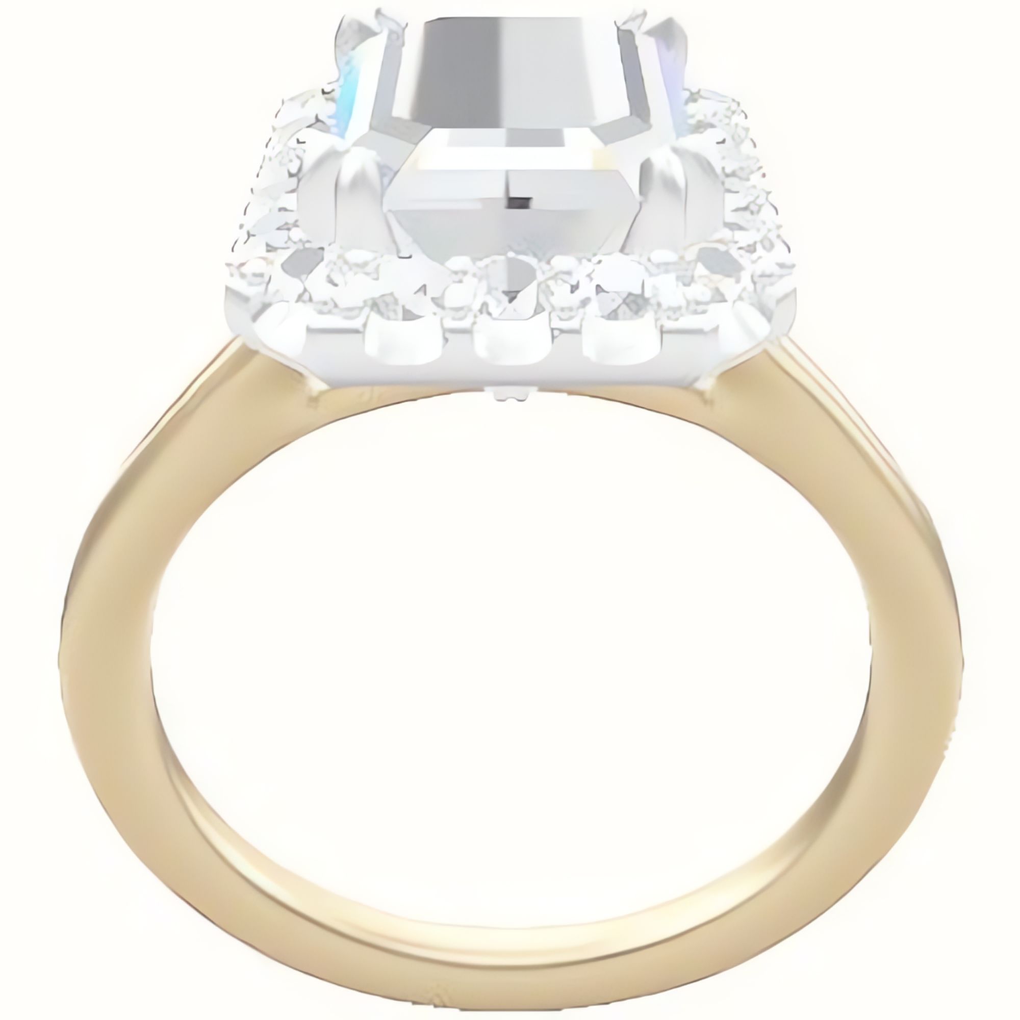 Split Cathedral Engagement Ring With Halo with Double Prong Head