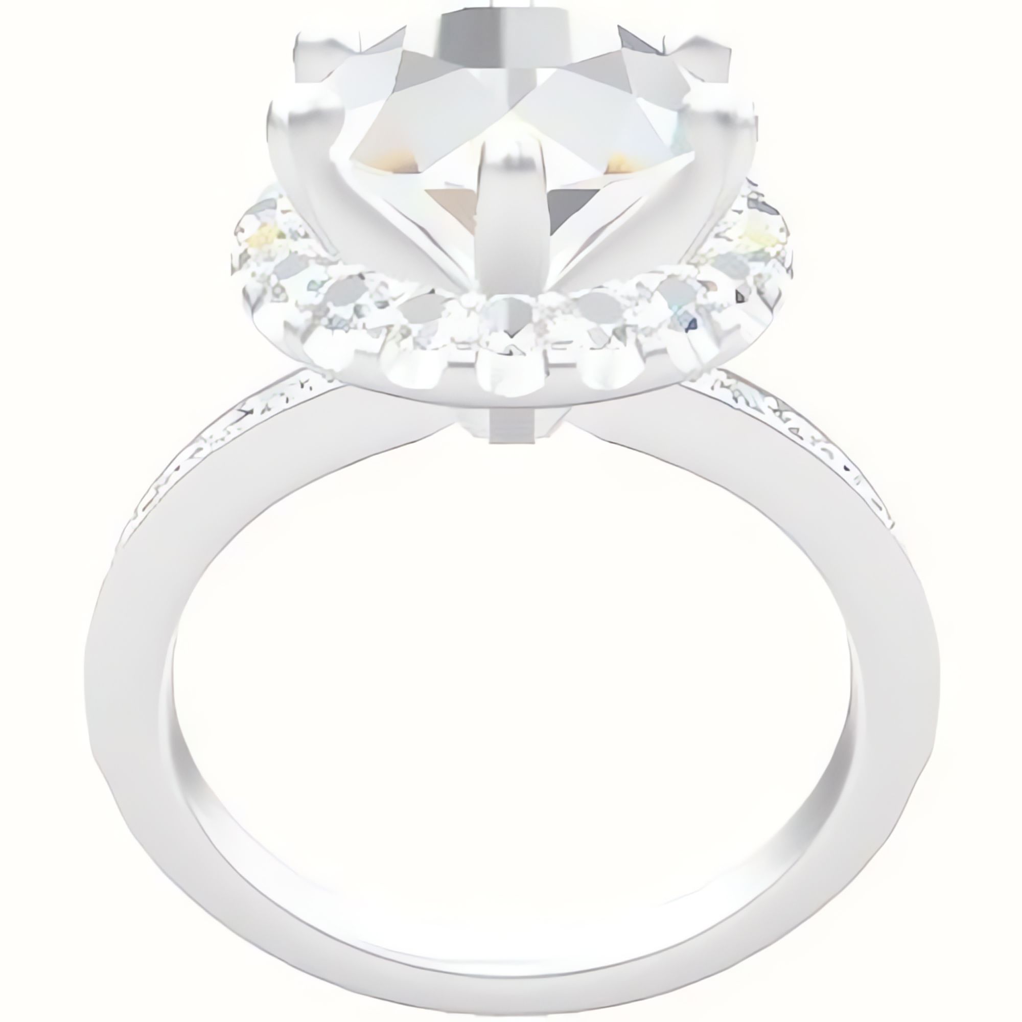 Micropave Engagement Ring With Six Prong Halo Head