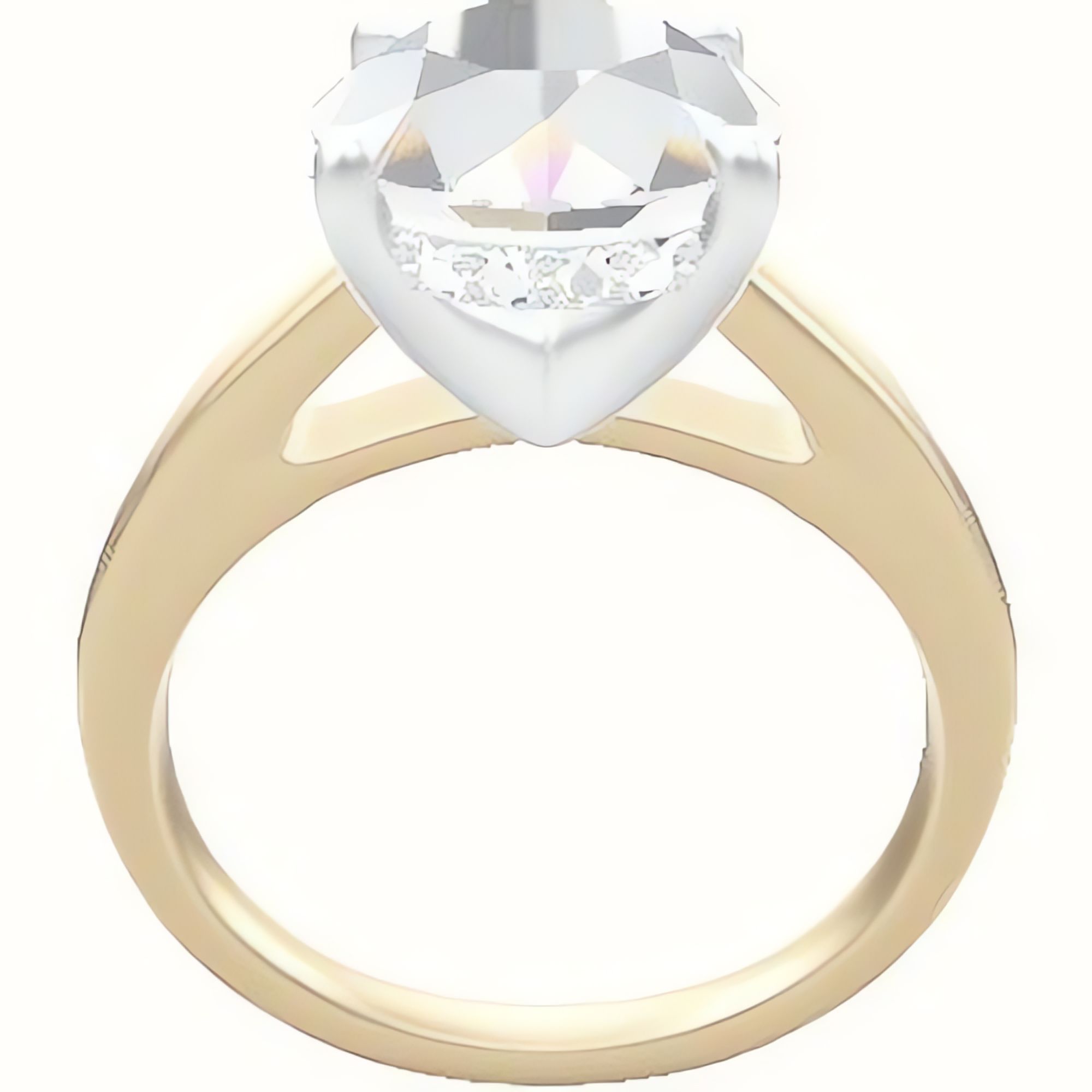 Cathedral Engagement Ring With V Prong with Hidden Halo Head