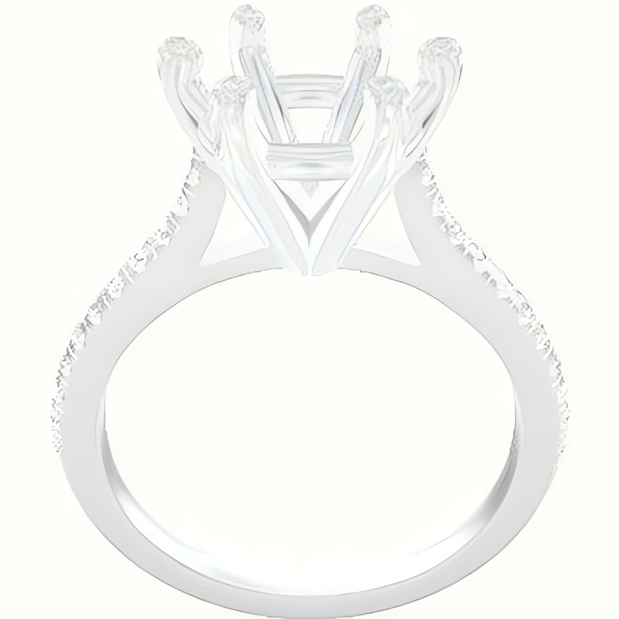 Pave Cathedral Engagement Ring With High Set Six Prong Head
