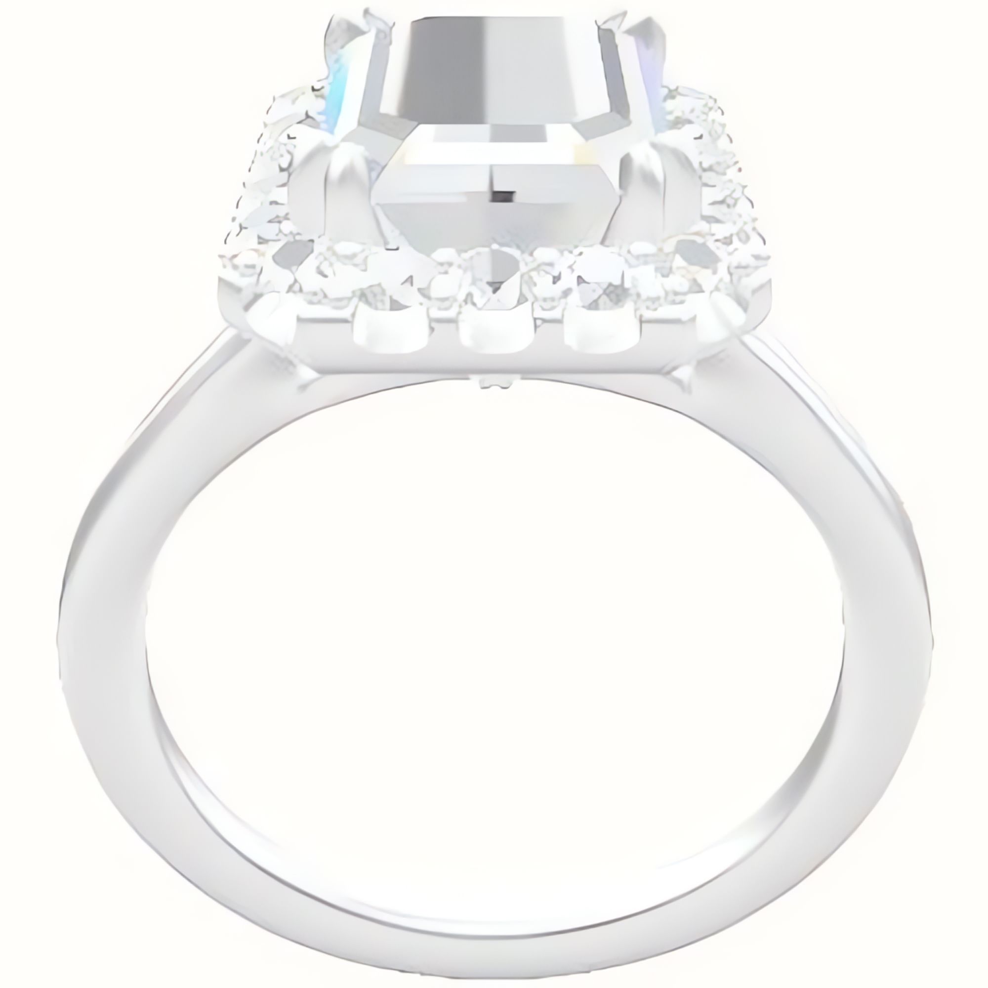 Split Cathedral Engagement Ring With Halo with Double Prong Head