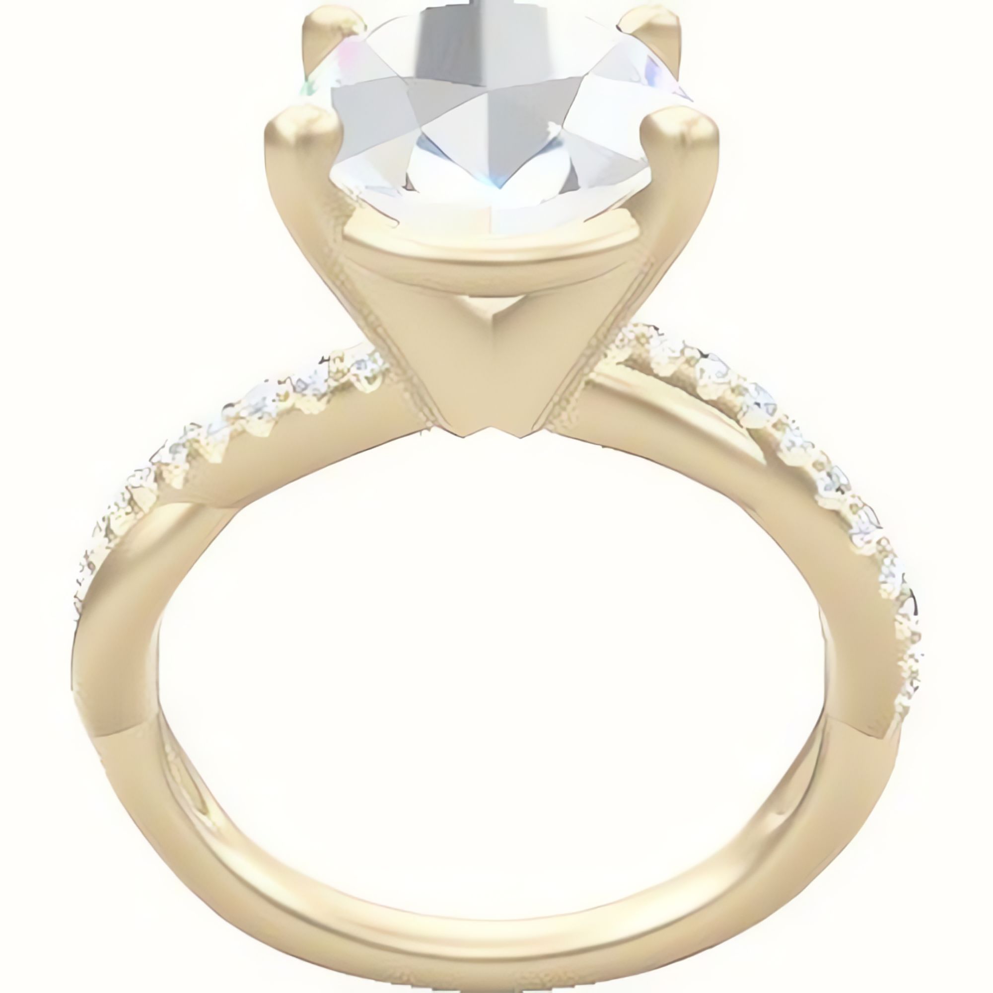 Pave Rope Engagement Ring With High Set Four Prong Head