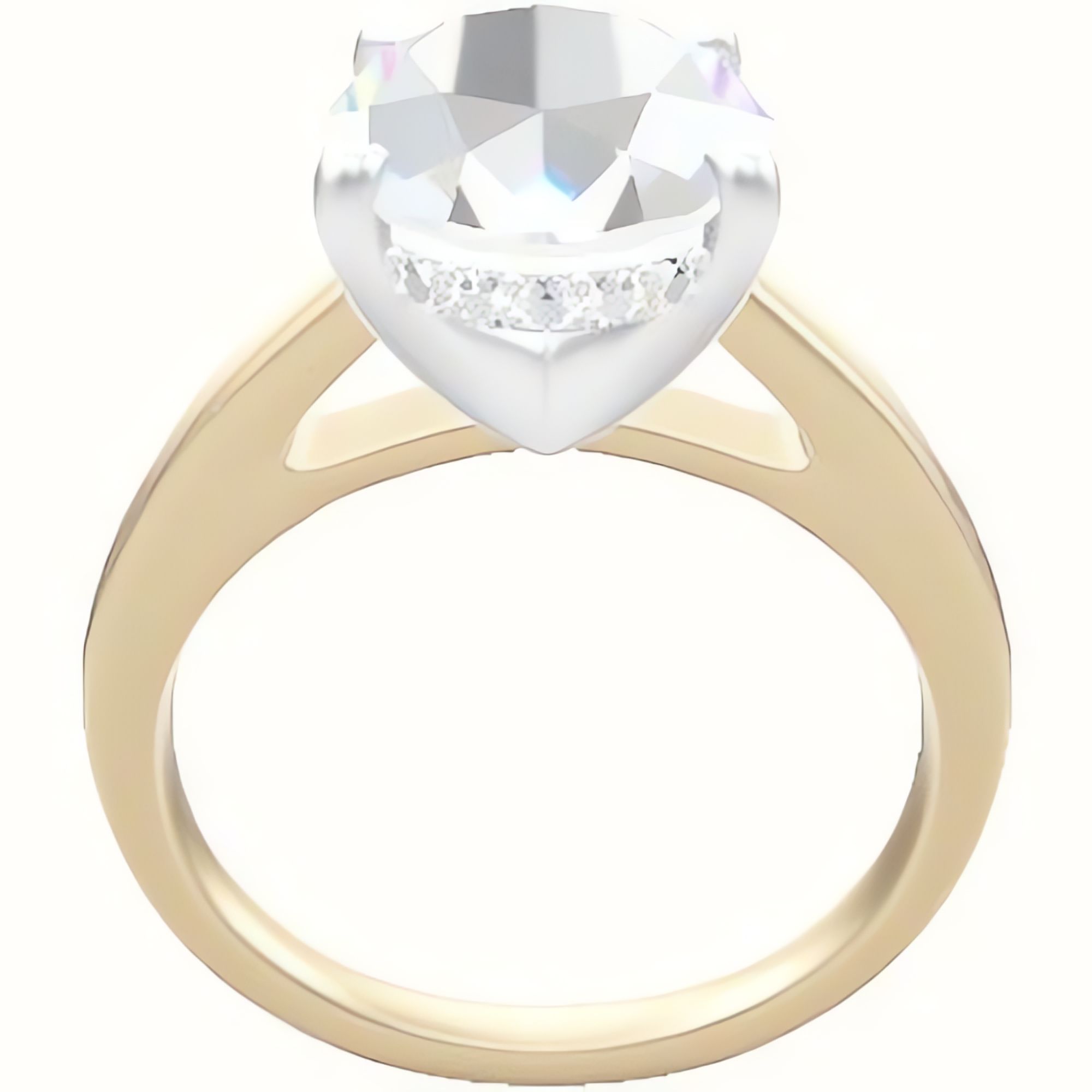 Cathedral Engagement Ring With V Prong with Hidden Halo Head