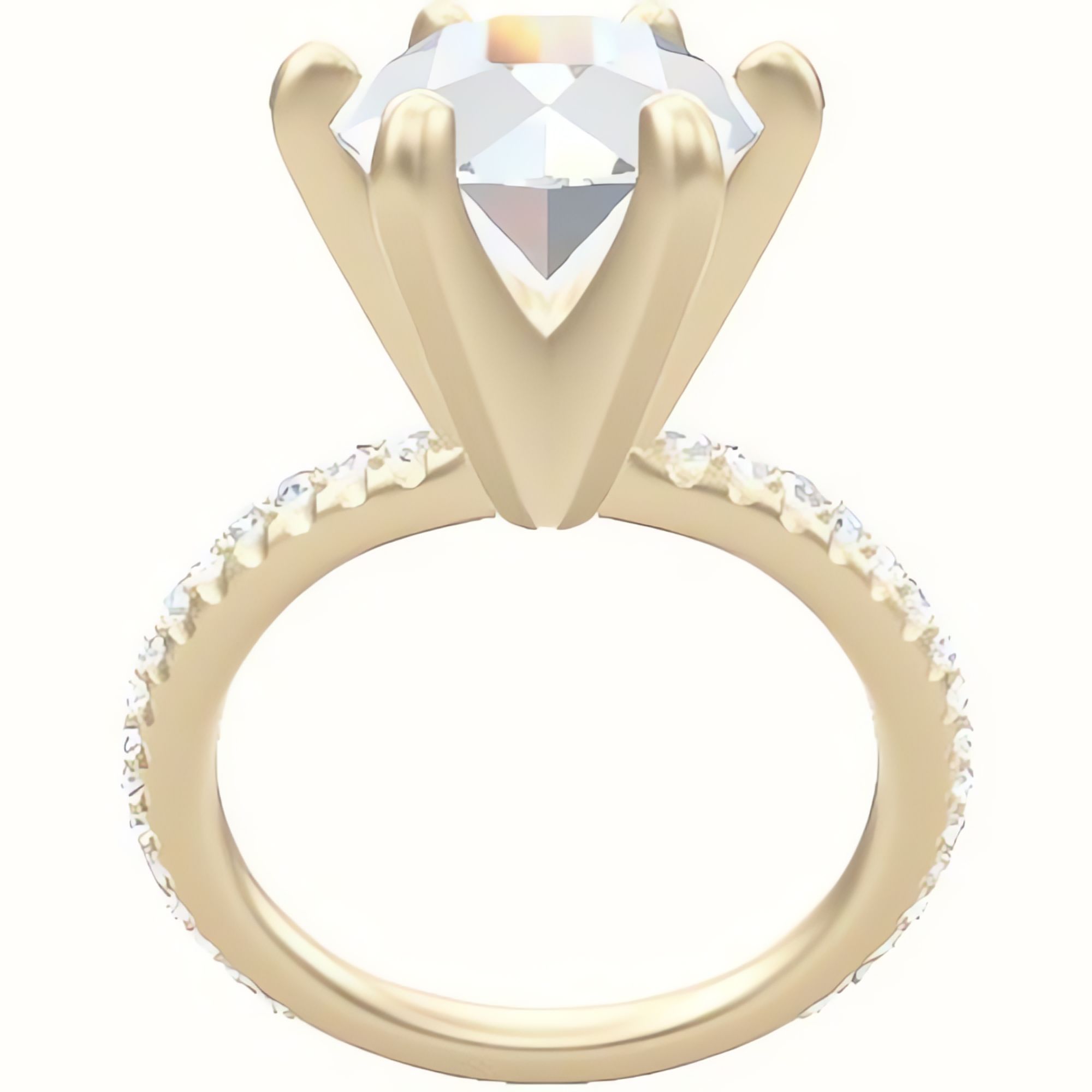 3/4 Pave Engagement Ring With Classic Six Prong Head