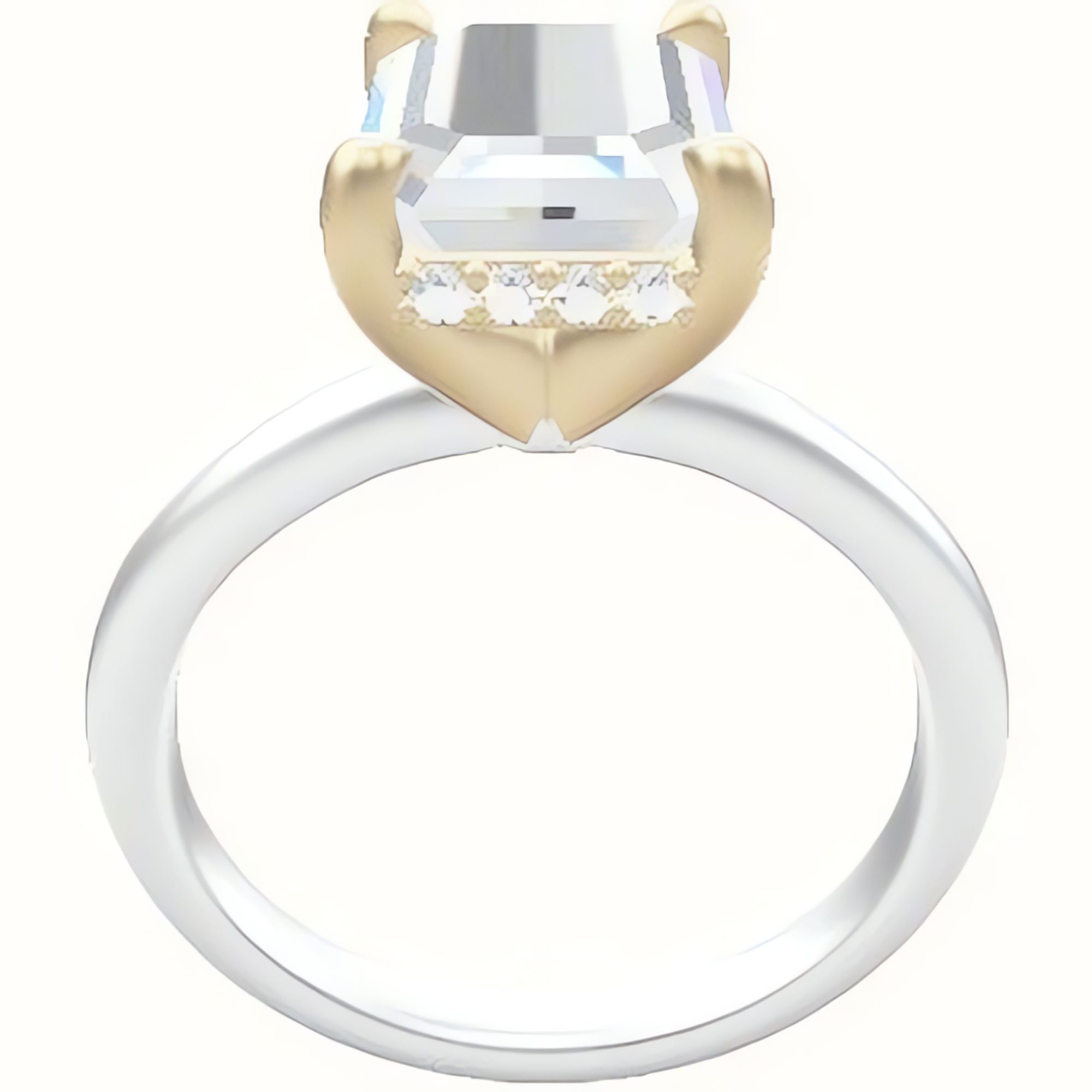 Rounded Solitaire Engagement Ring With V Prong with Hidden Halo Head