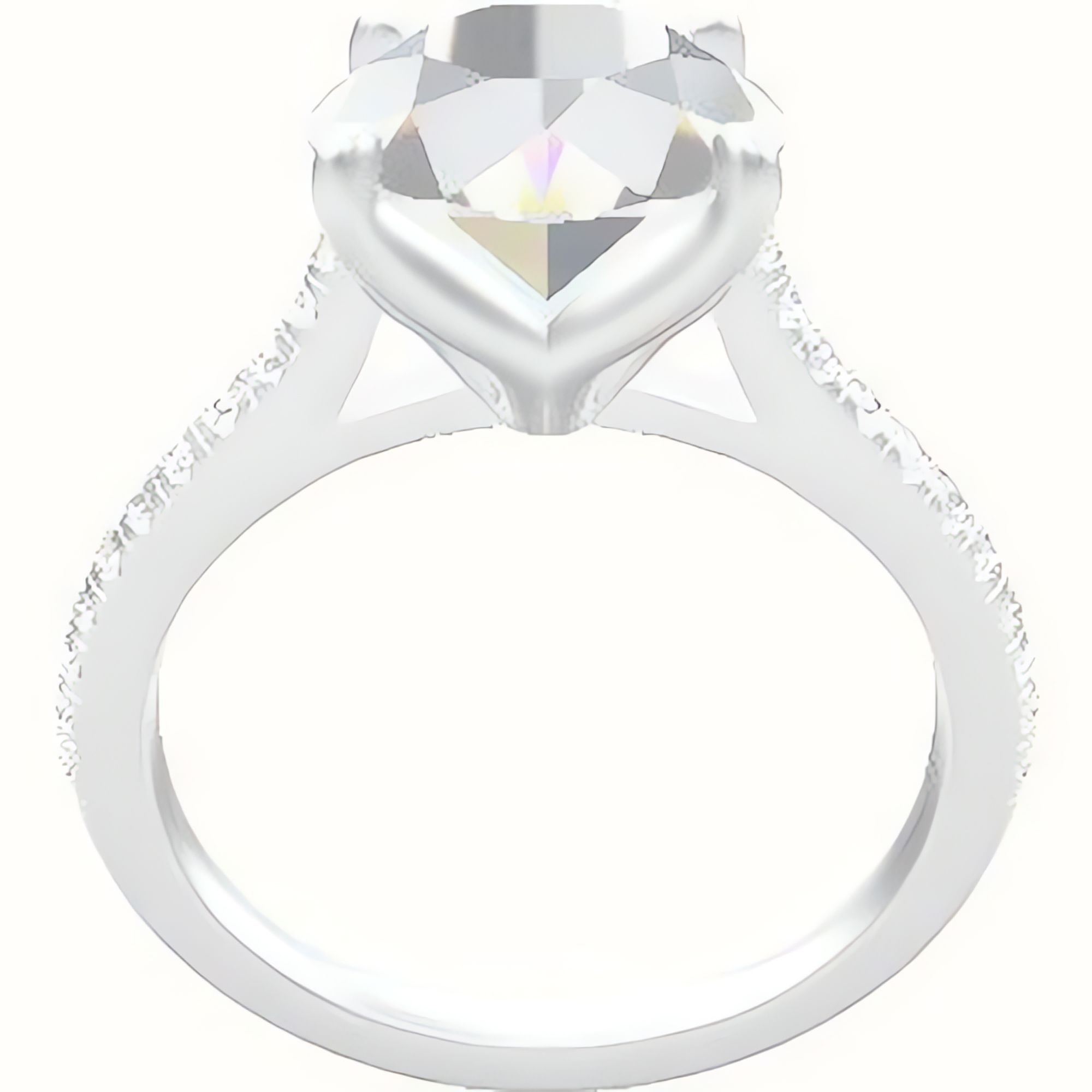 Pave Cathedral Engagement Ring With Petal Four Prong Head