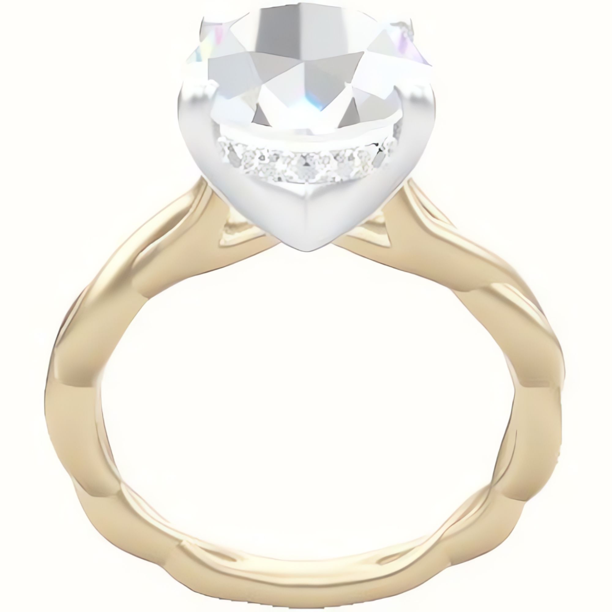 Cobra solitaire Twist Engagement Ring With V Prong with Hidden Halo Head