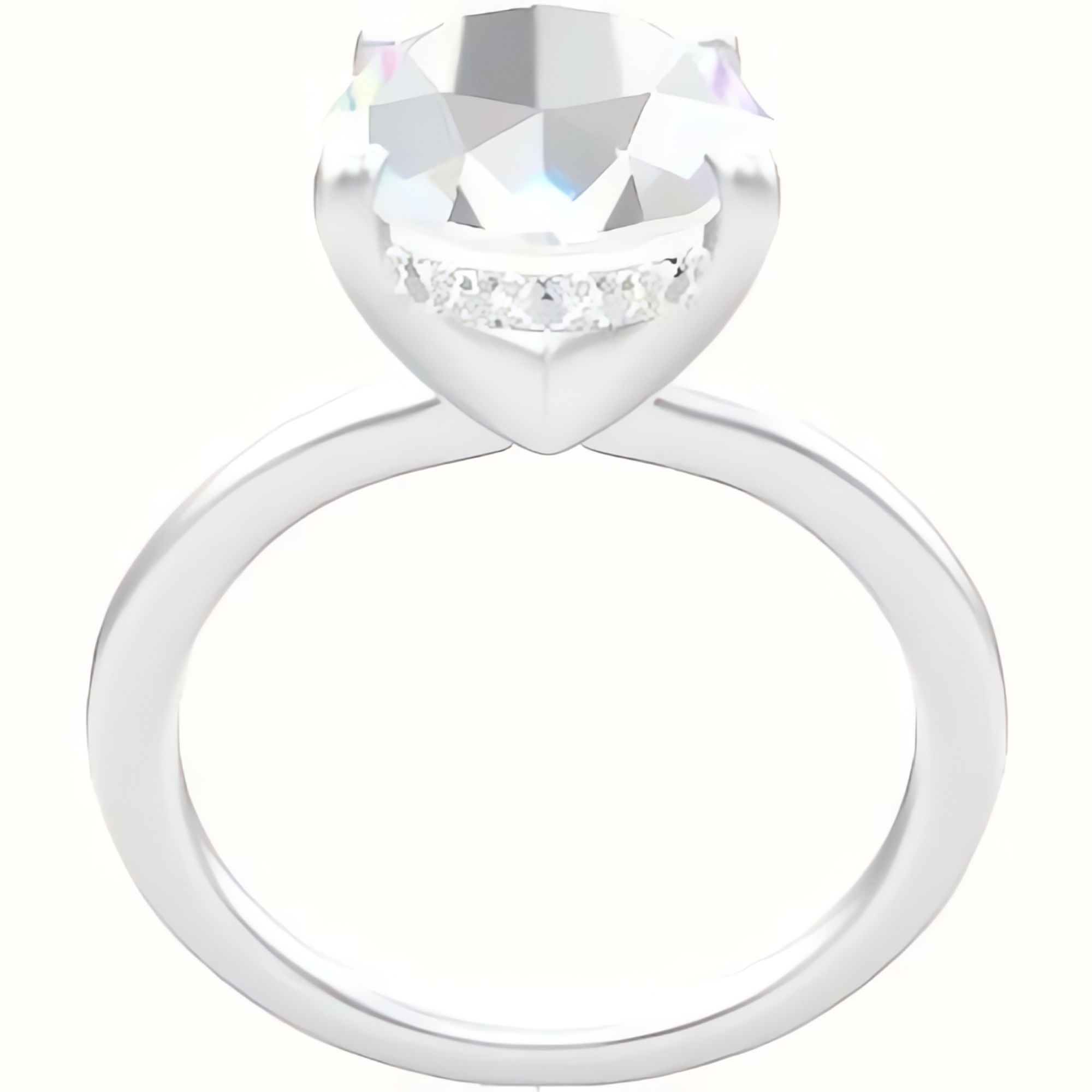 Solitaire Engagement Ring With V Prong with Hidden Halo Head
