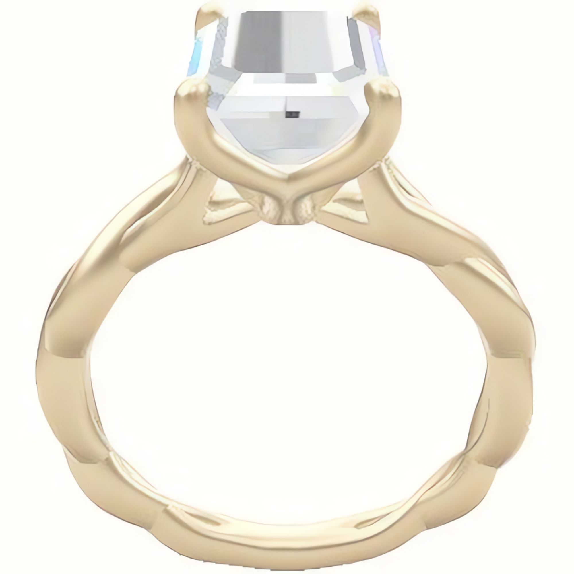 Cobra solitaire Twist Engagement Ring With Petal Four Prong Head