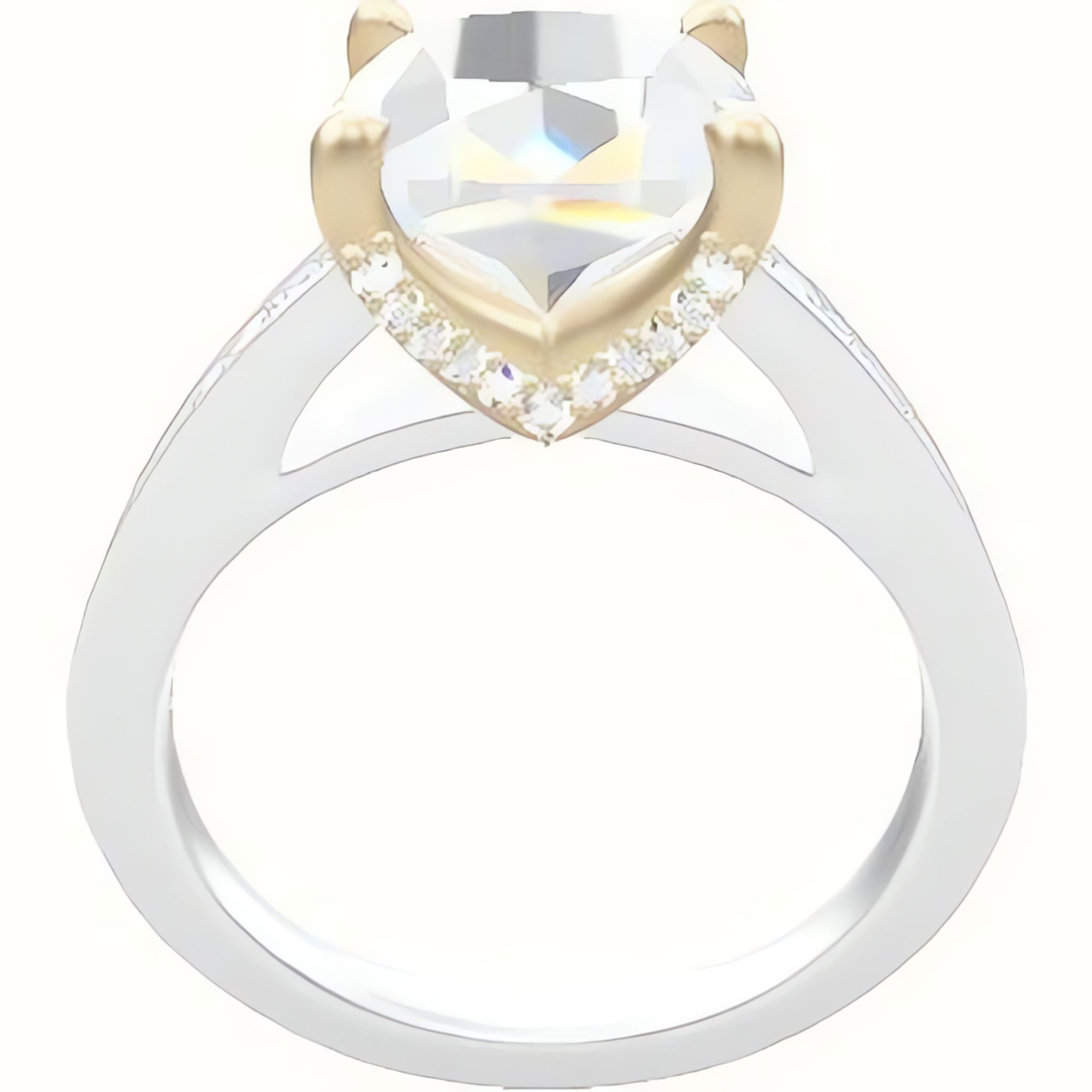 Micropave Cathedral Engagement Ring With Pave V Prong Head