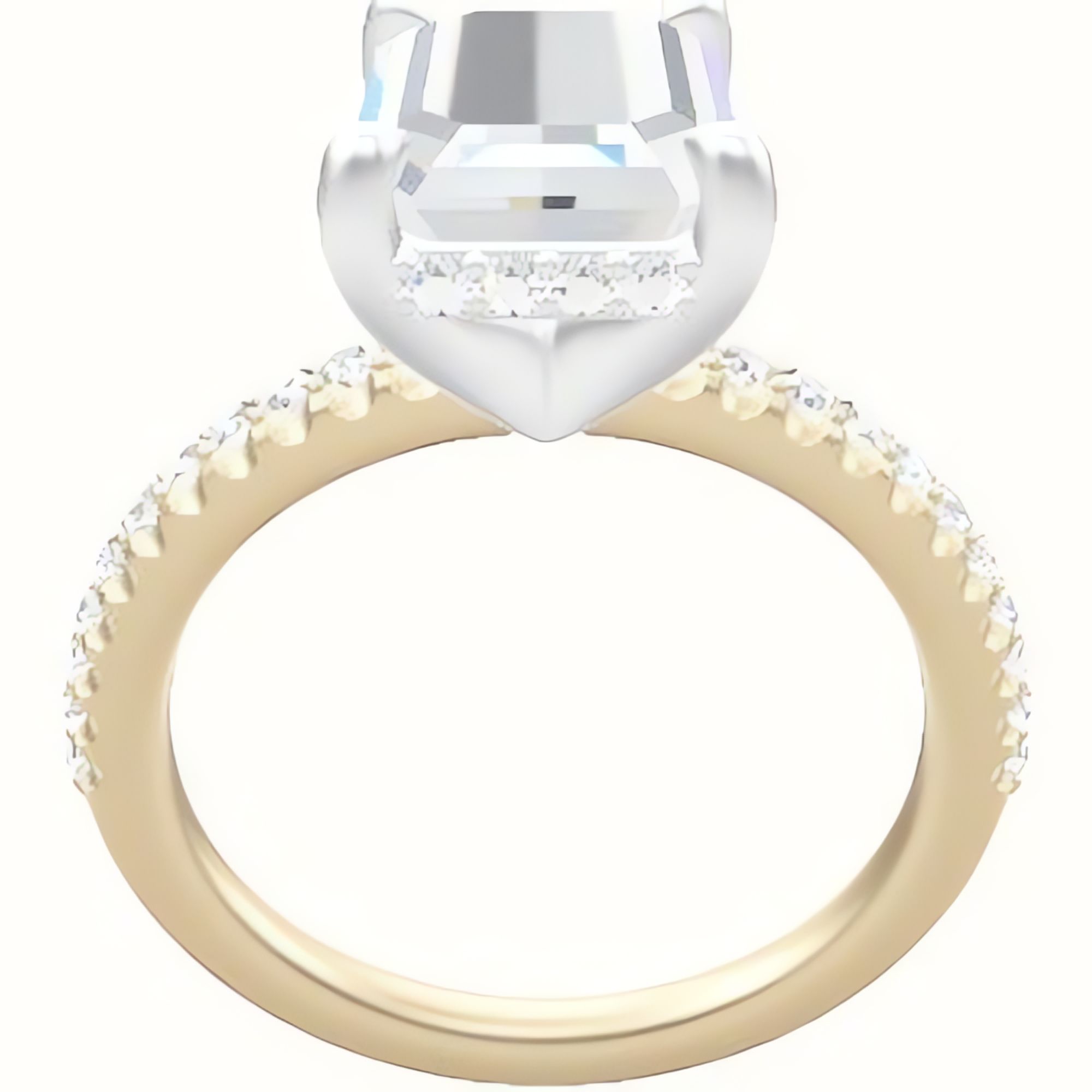 illusion Pave Engagement Ring With V Prong with Hidden Halo Head