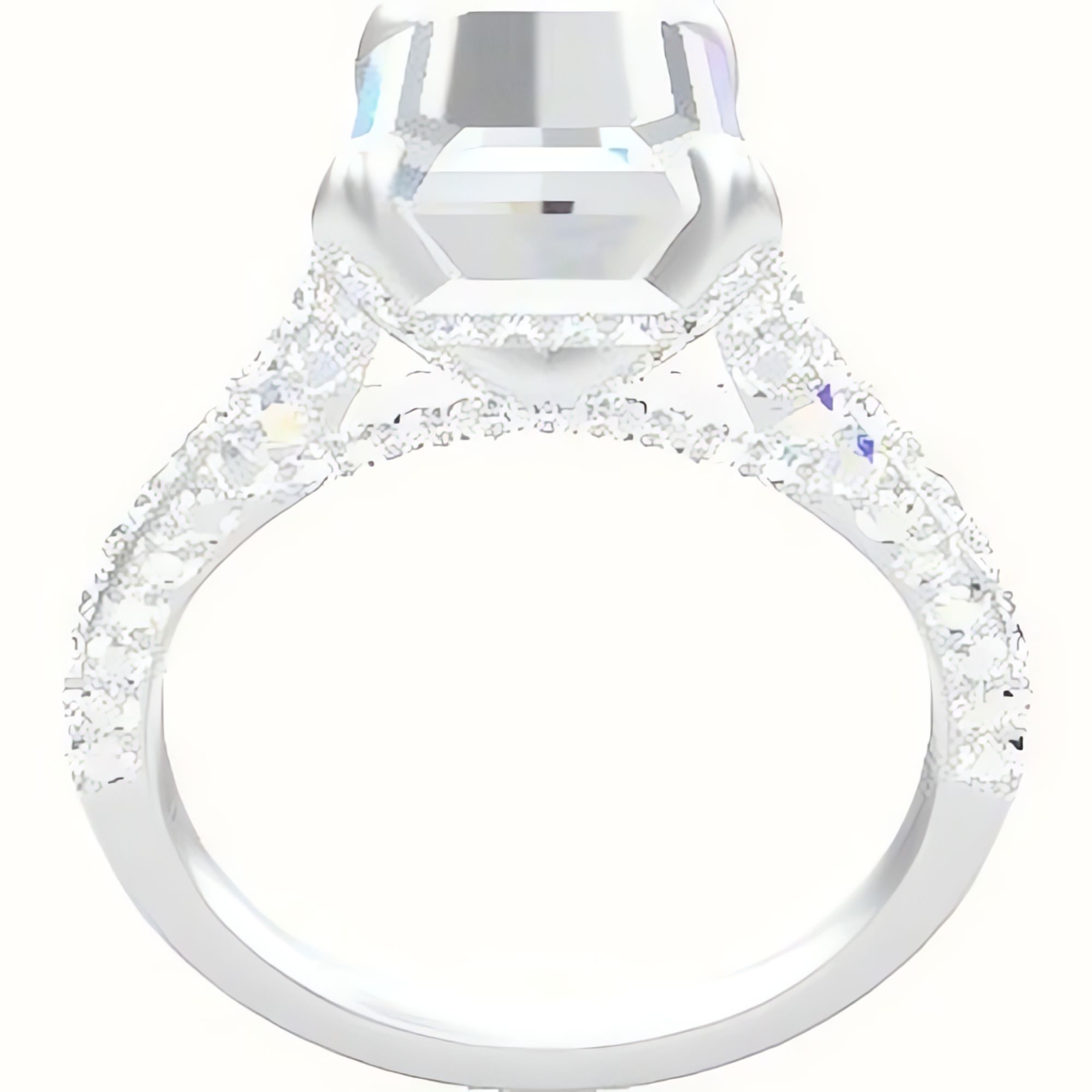 Petite Cathedral Three Row Engagement Ring With Pave Basket Head
