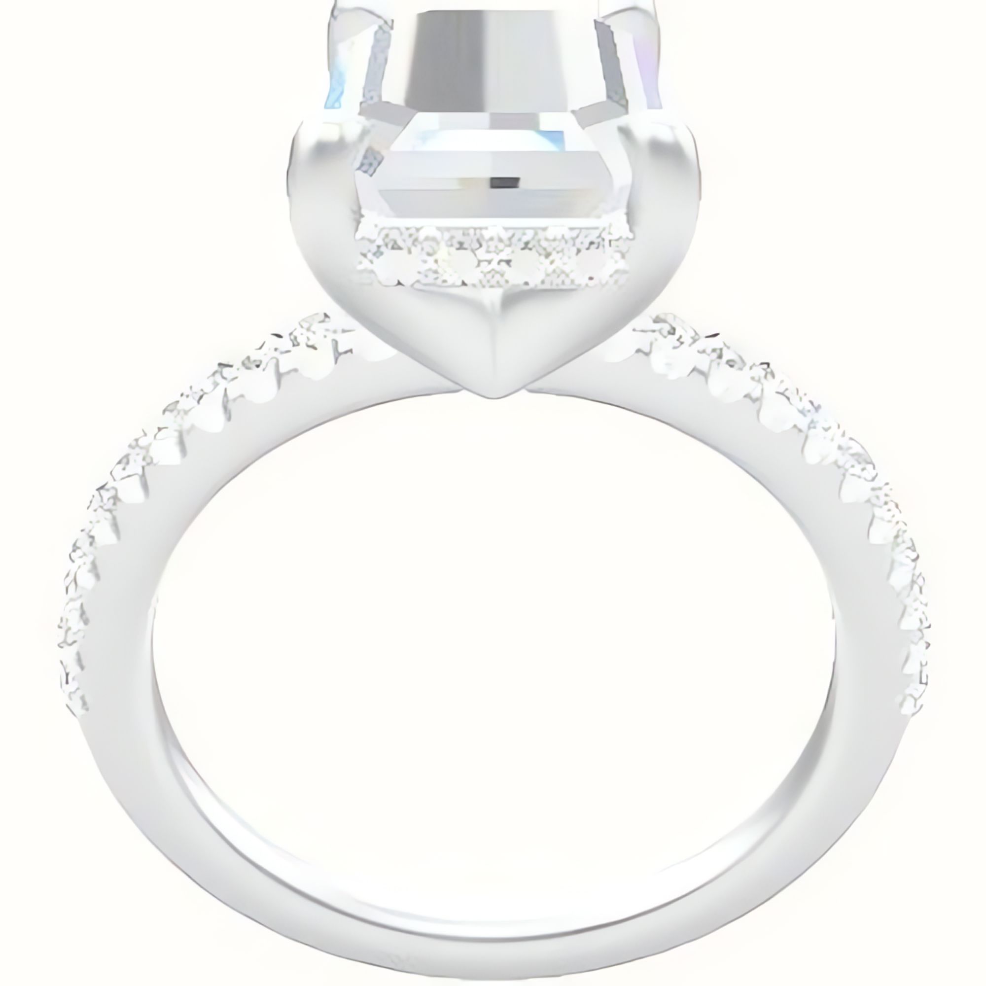 illusion Pave Engagement Ring With V Prong with Hidden Halo Head