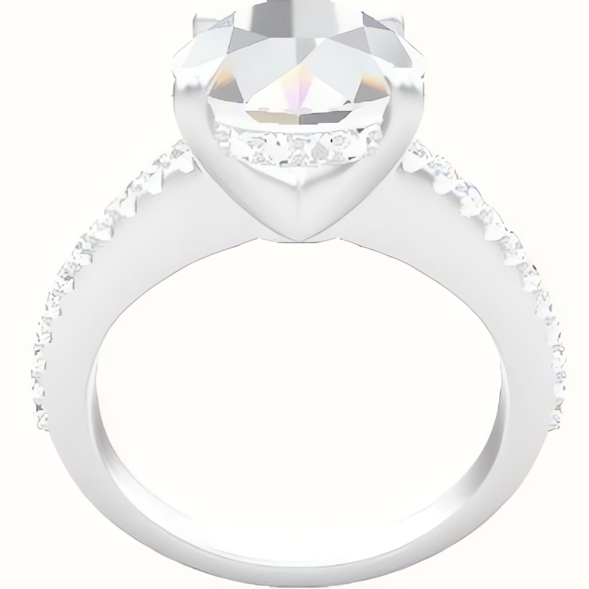 Illusion Set Shank Engagement Ring With V Prong with Hidden Halo Head