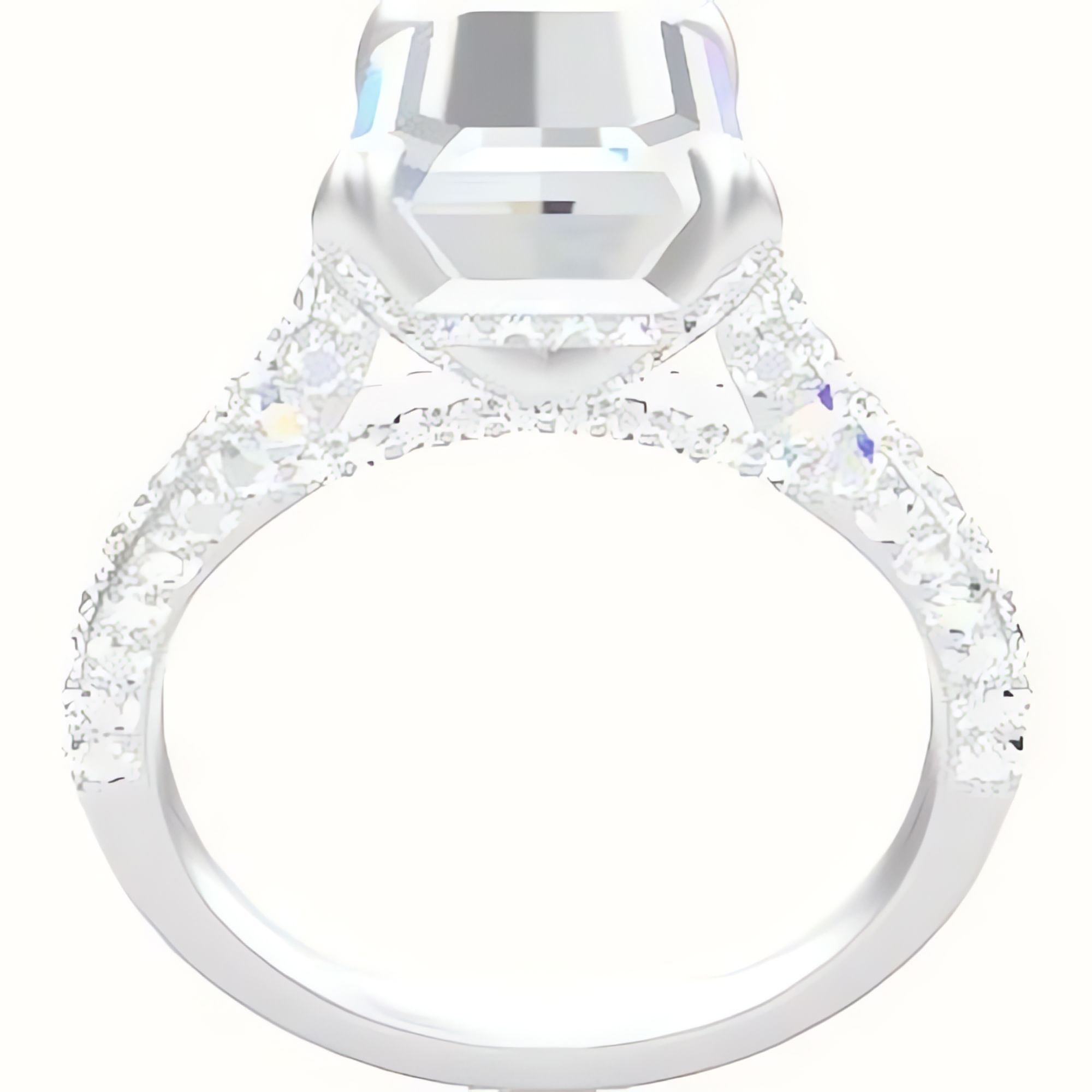 Petite Cathedral Three Row Engagement Ring With Pave Basket Head