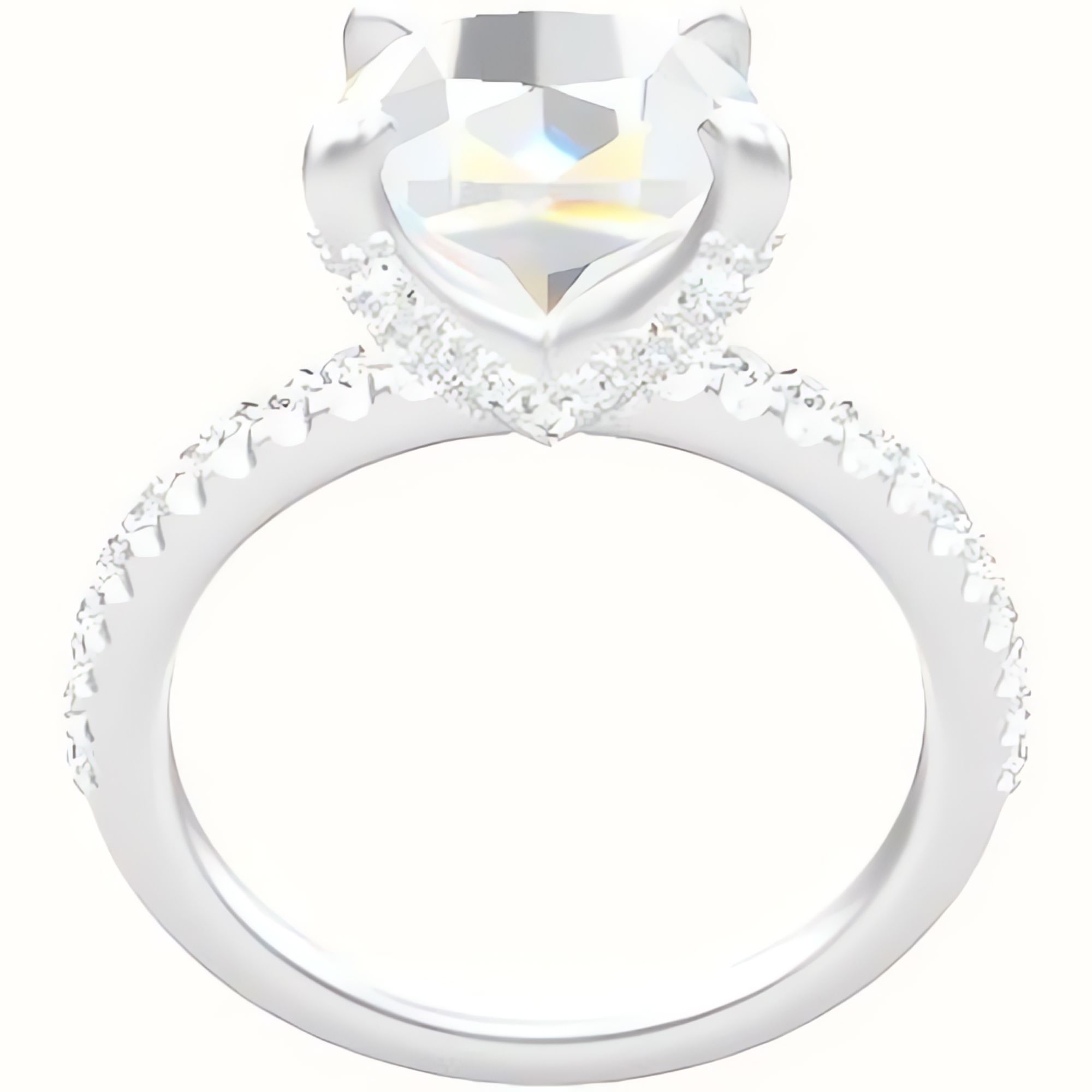 illusion Pave Engagement Ring With Double Pave V Prong Head