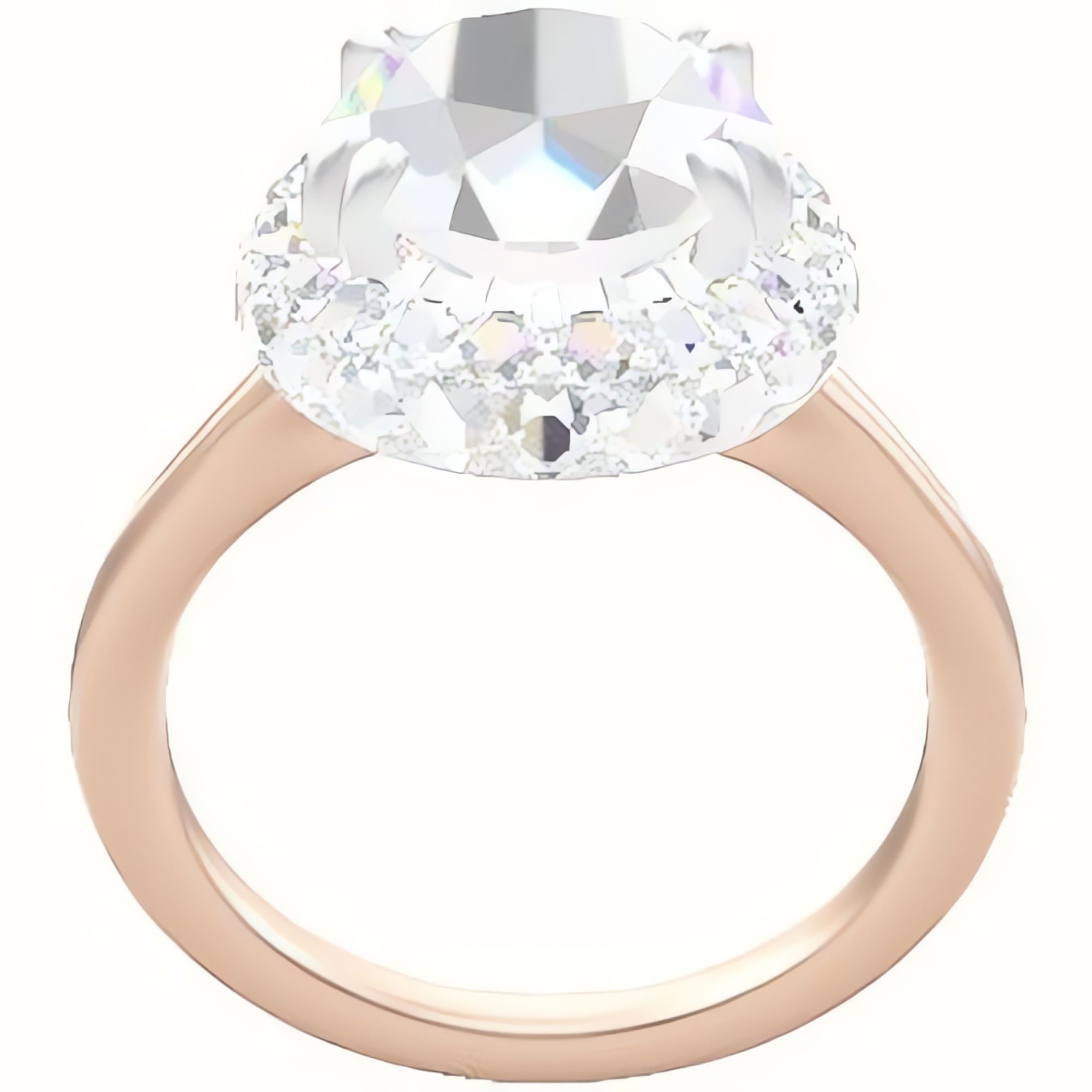 Split Cathedral Engagement Ring With Double Prong Waterfall Halo Head