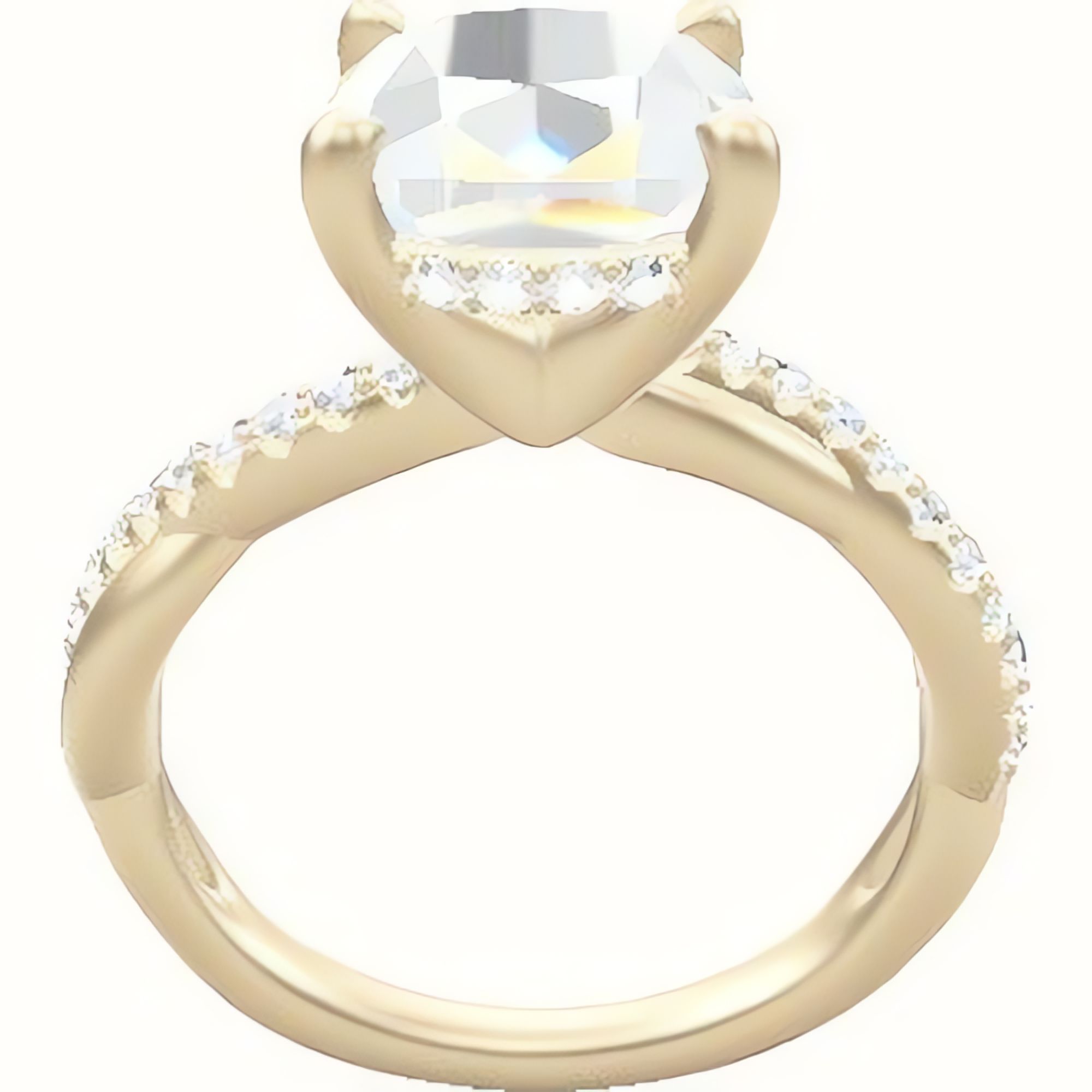 Pave Rope Engagement Ring With V Prong with Hidden Halo Head