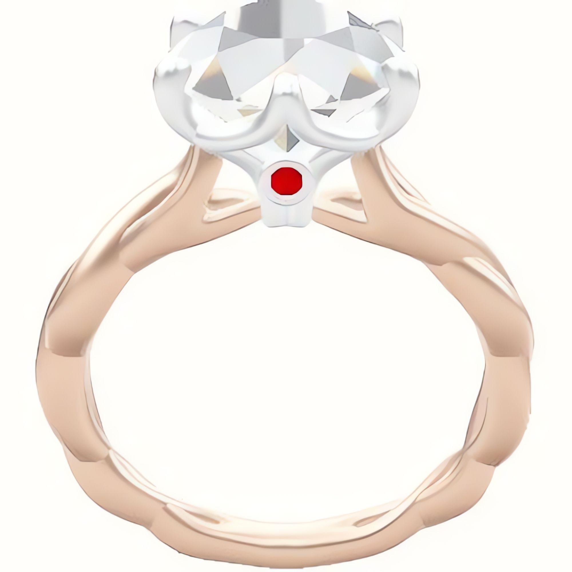 Cobra solitaire Twist Engagement Ring With Crown Six Prong w. accent Diamond Head