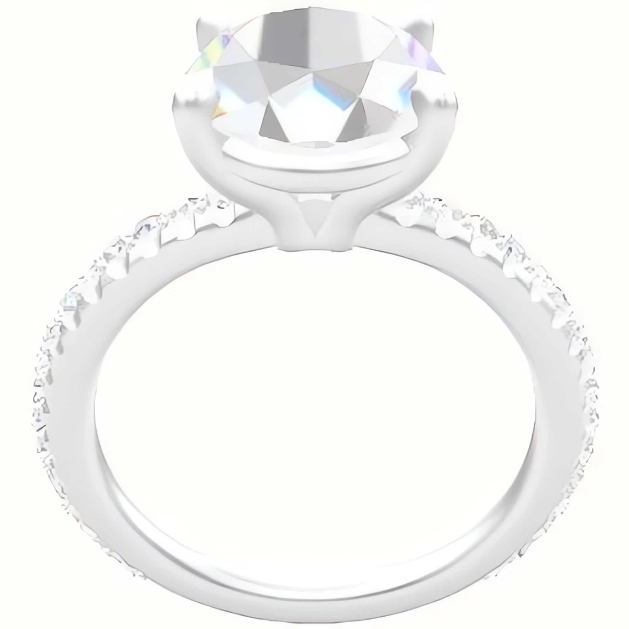 3/4 Pave Engagement Ring With Standard Four Prong Head