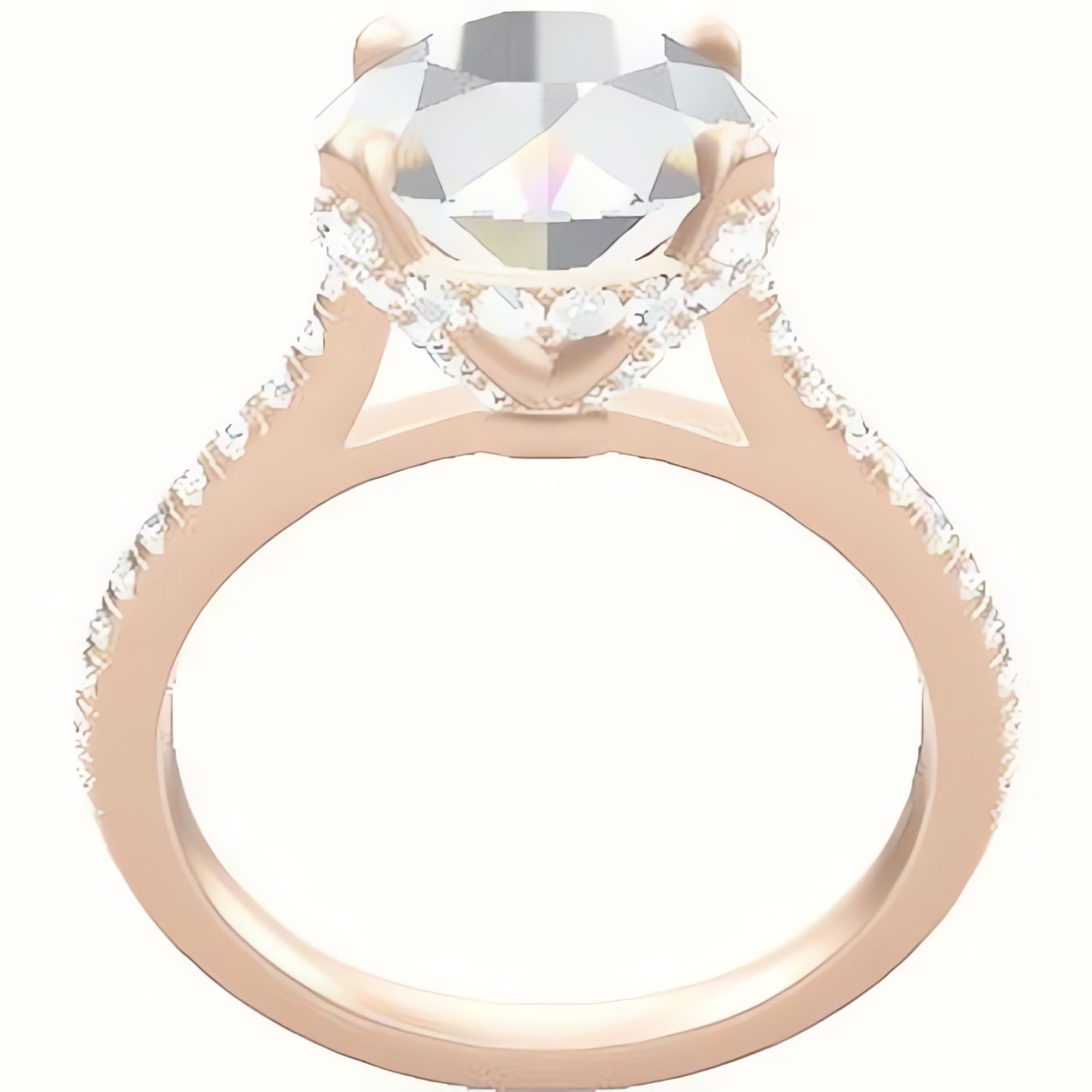 Pave Cathedral Engagement Ring With Pave Basket Head