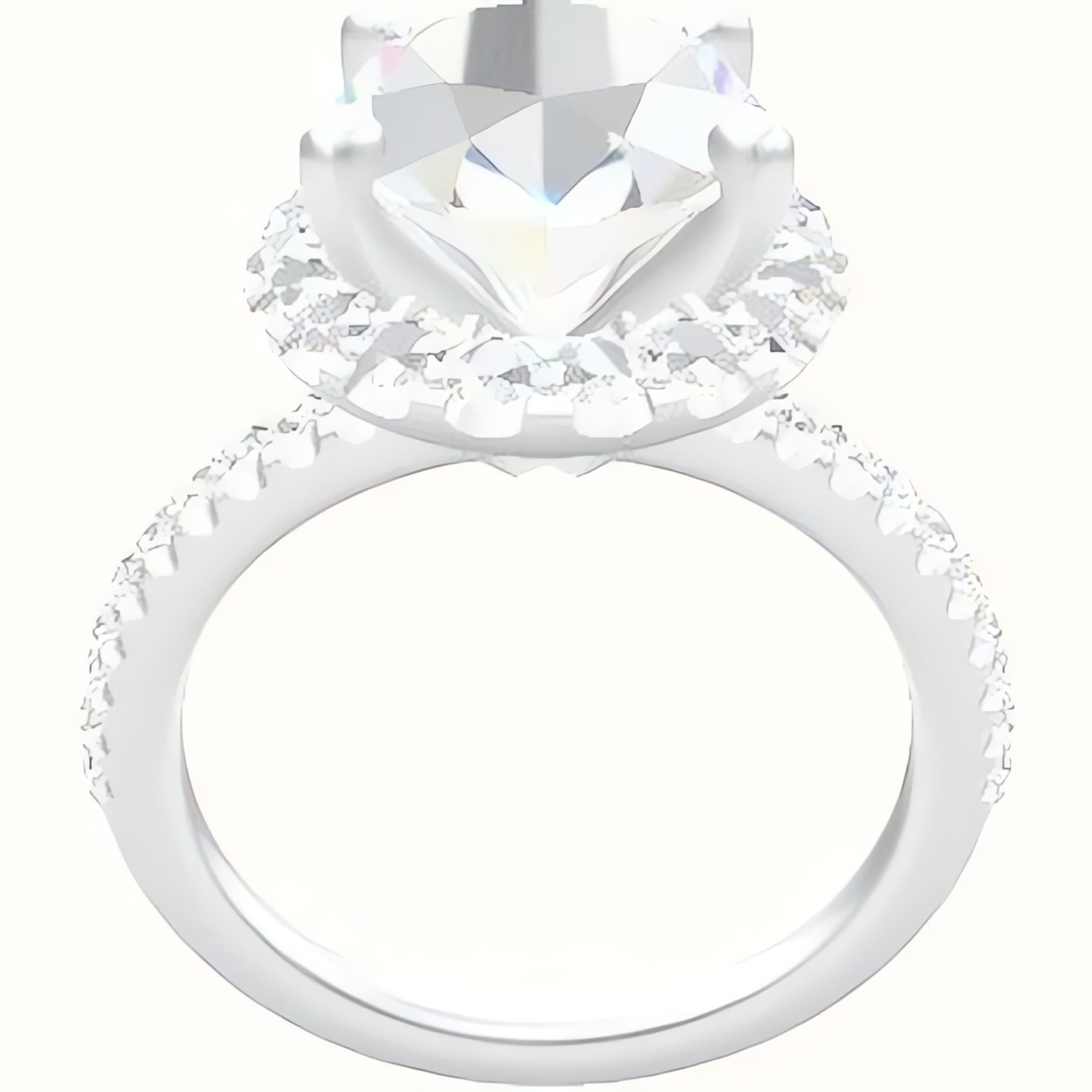 illusion Pave Engagement Ring With V Prong Halo Head