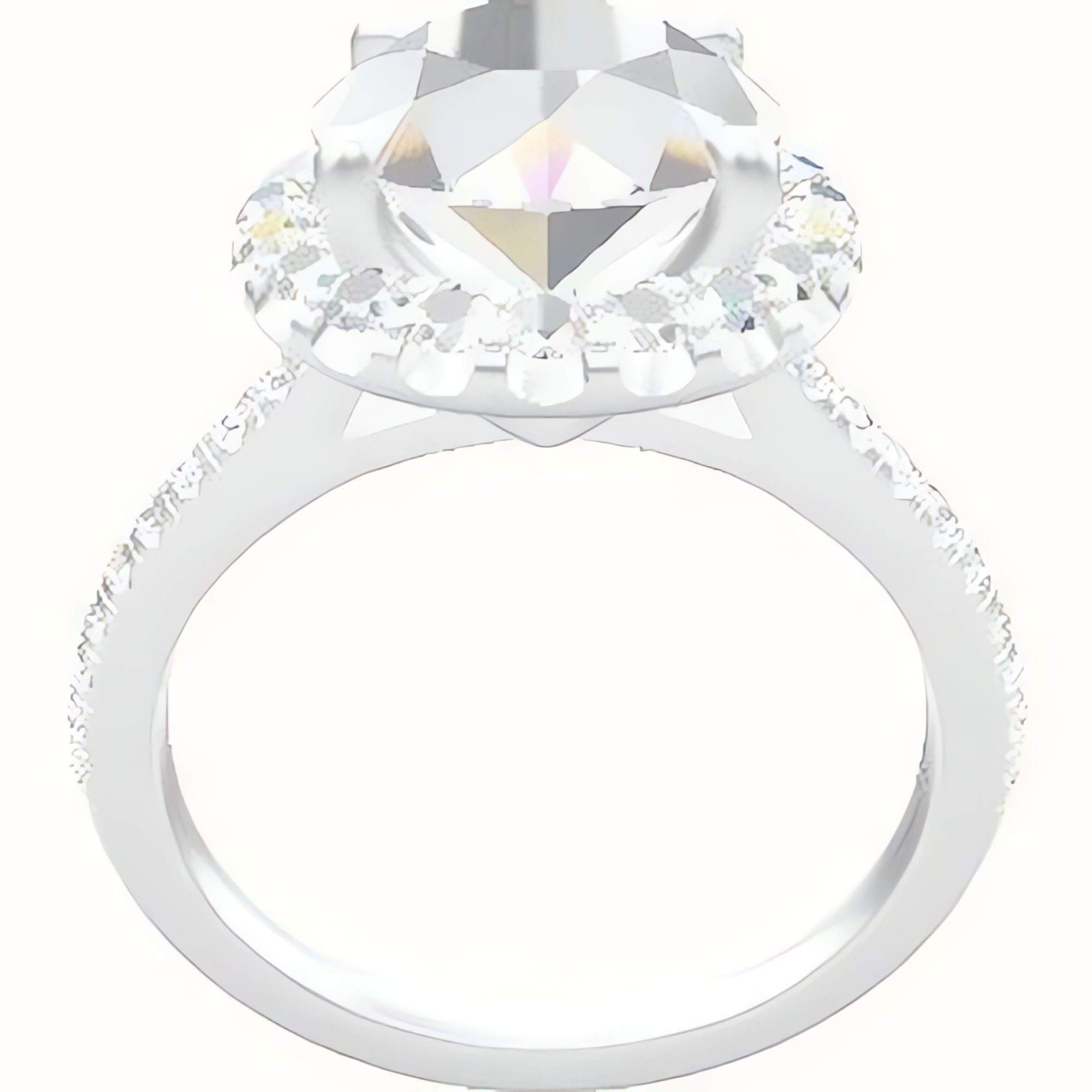 Pave Cathedral Engagement Ring With Halo Head